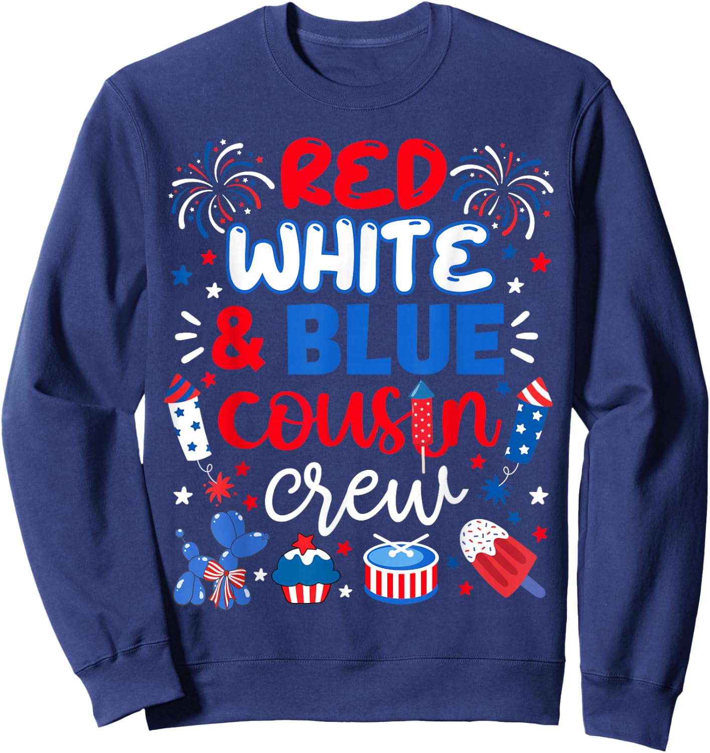 Red White and Blue Cousin Crew 2025 4th July Matching Family Sweatshirt - Sweatshirt | Navy