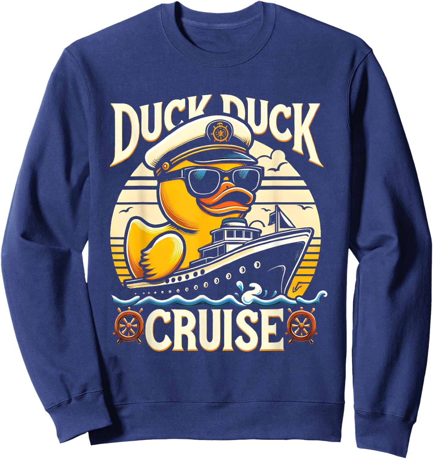 Vintage Duck Duck Cruise Funny Family Cruising Matching Sweatshirt - Sweatshirt | Navy