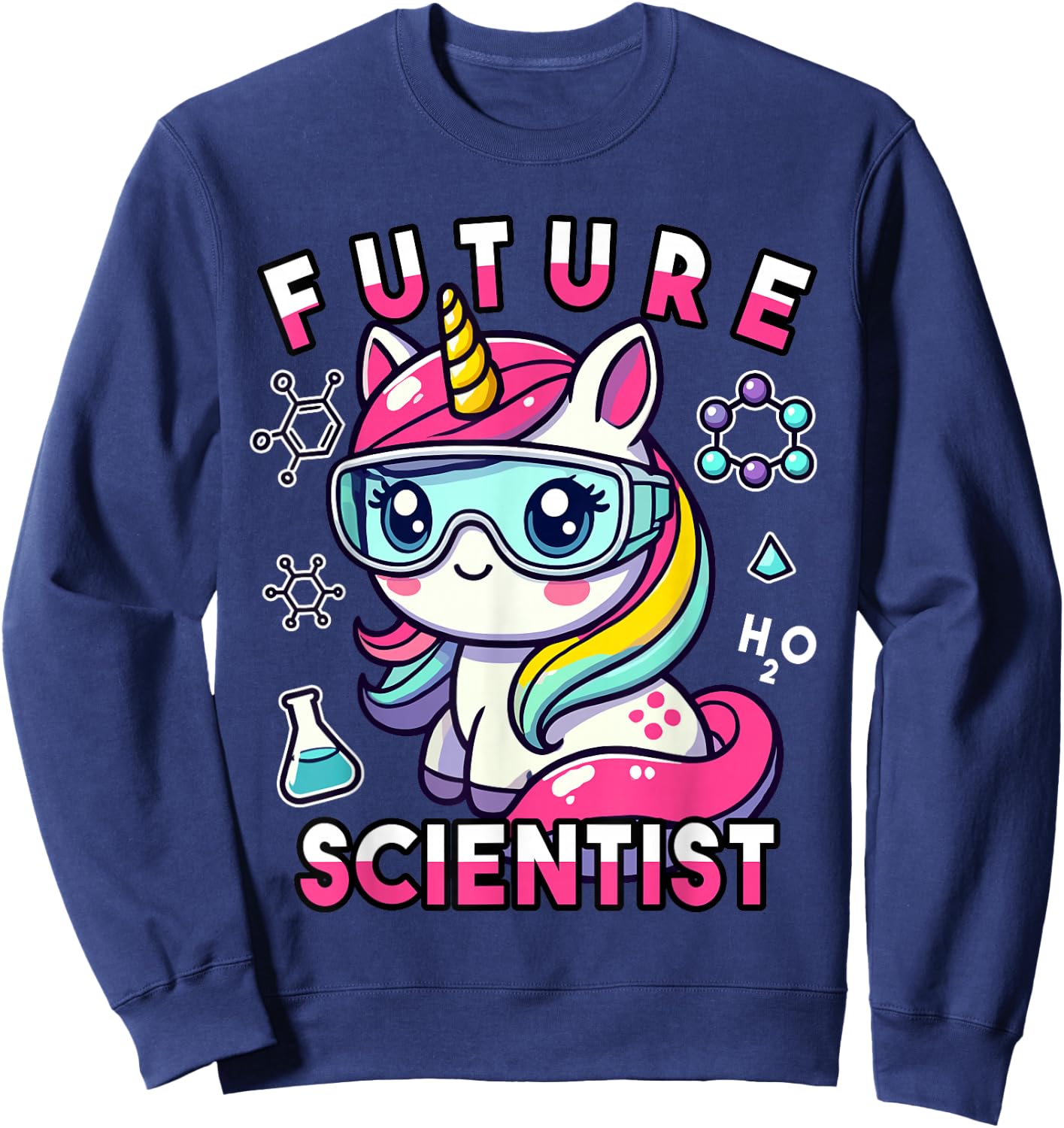 Future Scientist Girls Unicorn Lab Graphic Sweatshirt - Sweatshirt | Navy