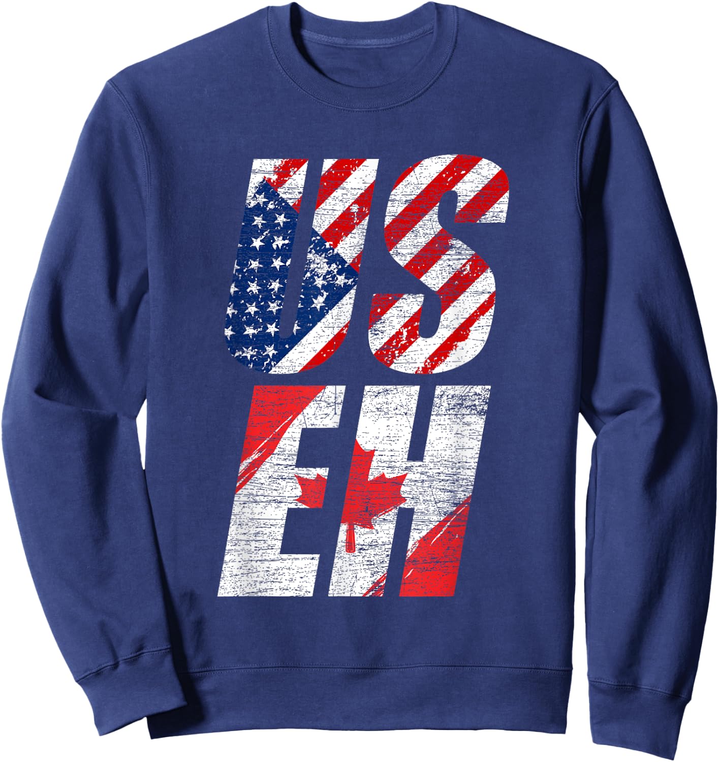 USEH Canadian Flag American USA 4th Of July Canada Sweatshirt - Sweatshirt | Navy