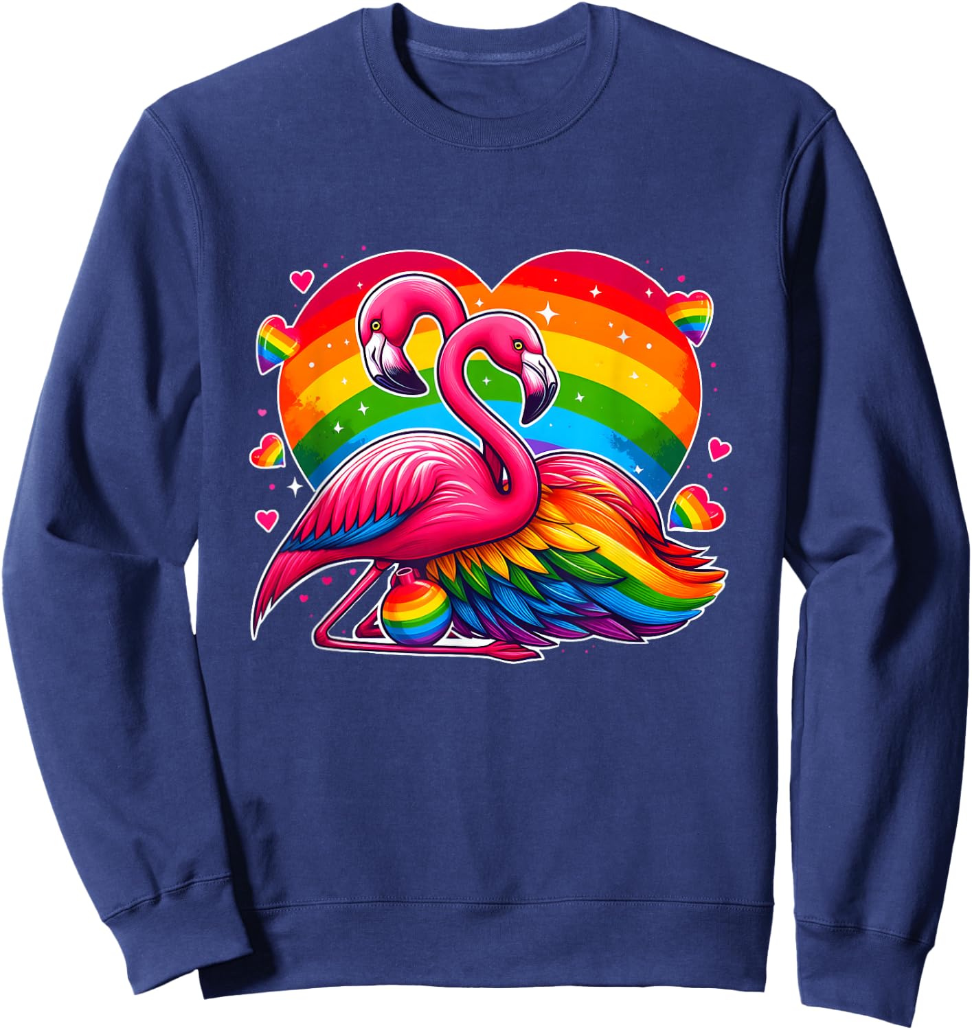Gay Pride Pink Flamingo LGBT Pride Rainbow Flamingo Lover Sweatshirt - Sweatshirt | Navy