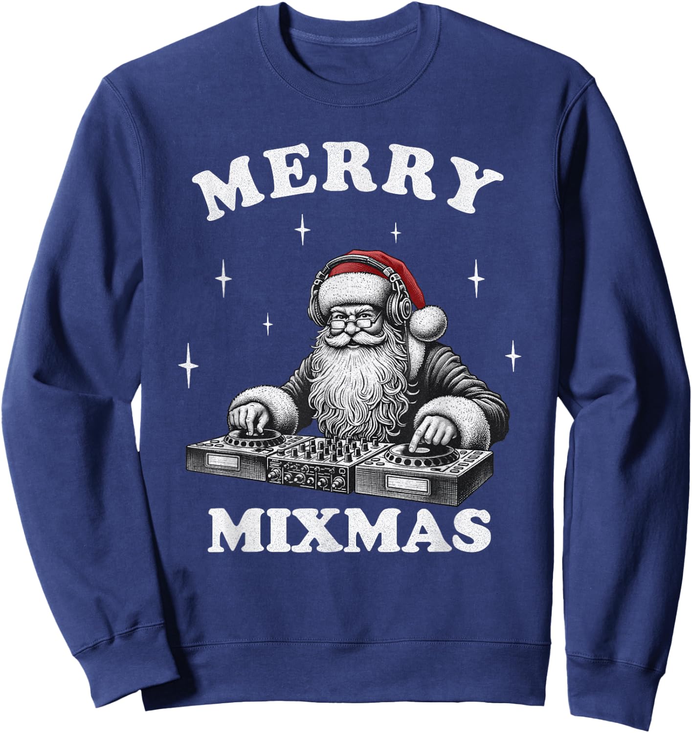 Merry Mixmas Funny Christmas DJ Music Party EDM , Black, S Sweatshirt - Sweatshirt | Navy
