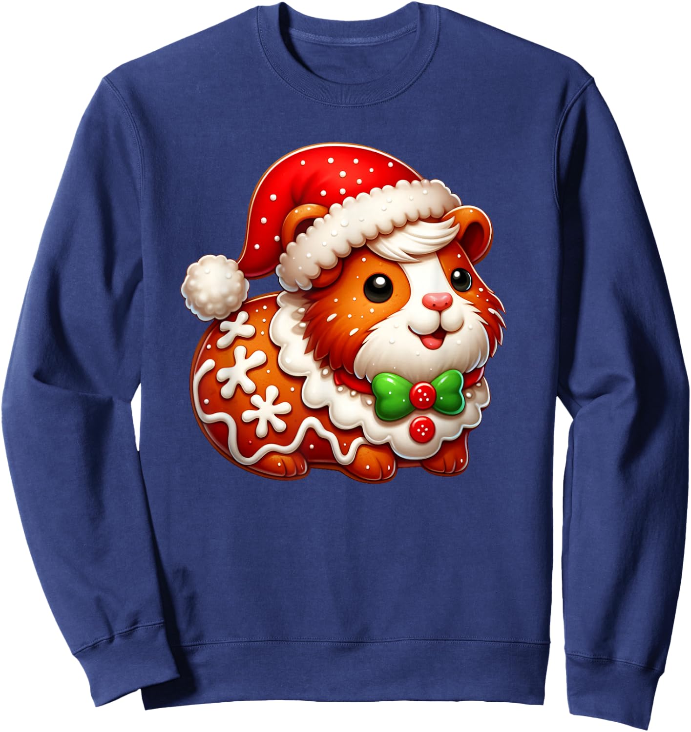 Funny Gingerbread Man Guinea Pig Christmas Kids Sweatshirt - Sweatshirt | Navy