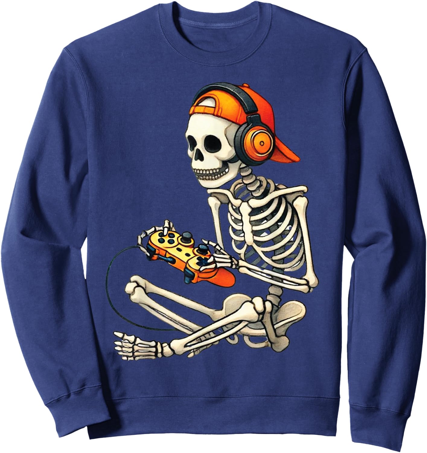 Halloween Skeleton Gamer Video Gaming Boys Men Kids Sweatshirt - Sweatshirt | Navy