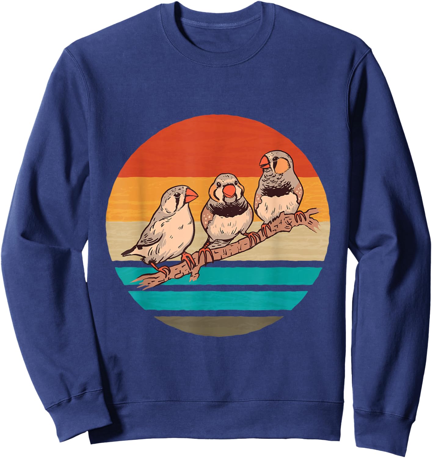 Zebra Finches Birds Retro Ornithologist Zebra Finch Bird Sweatshirt - Sweatshirt | Navy