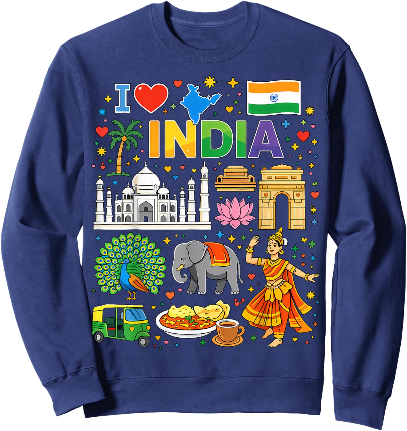 I Love India Reise-Souvenir Indianer Sweatshirt - Sweatshirt | Navy