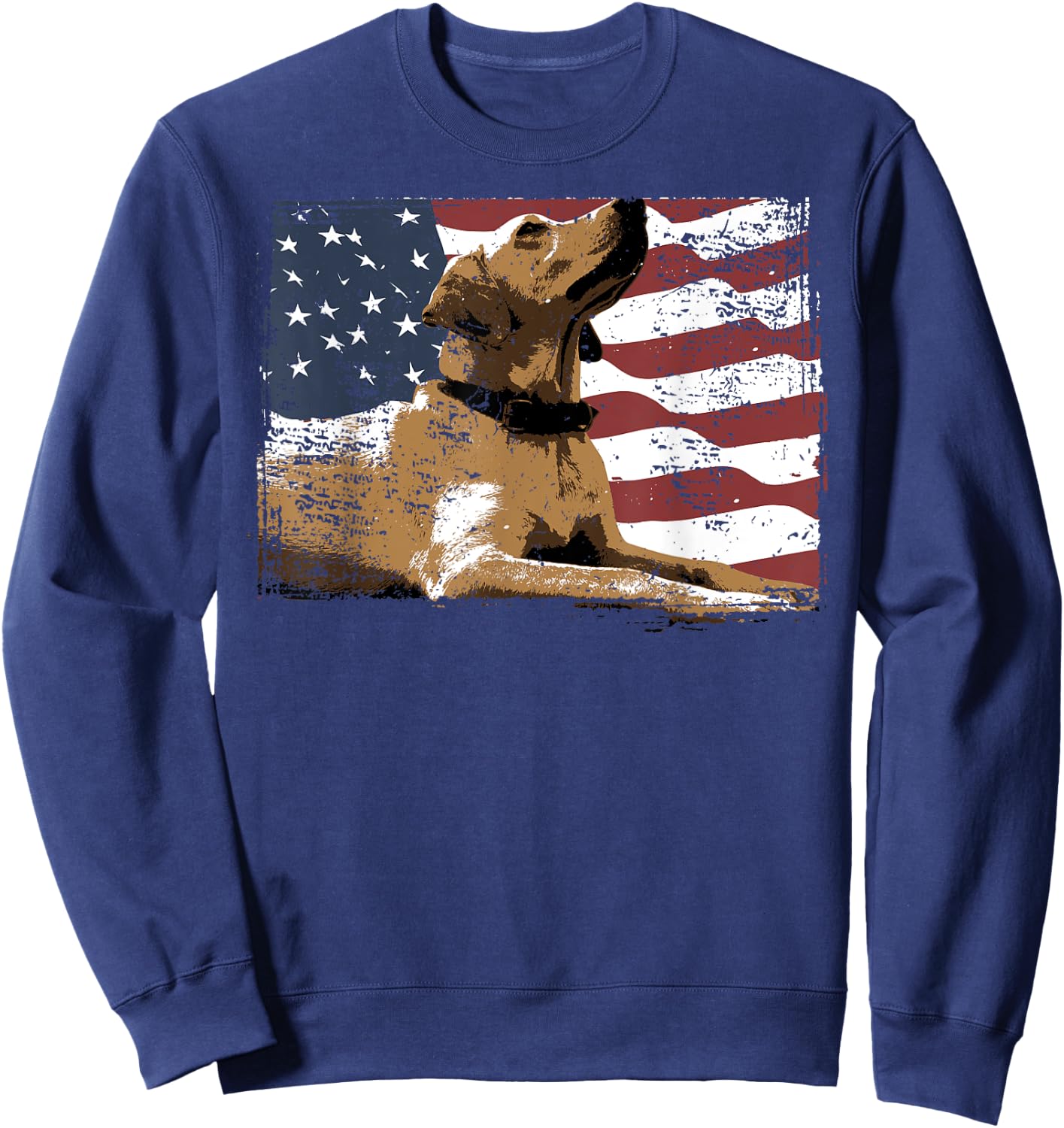 Patriotic USA Flag Black Labrador Gift Lab Owners Men Sweatshirt - Sweatshirt | Navy