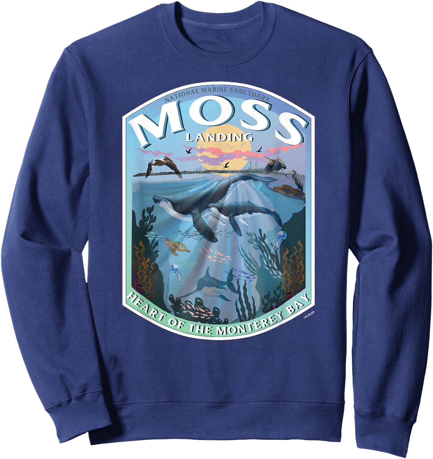 Moss Landing California Monterey Heart of the Bay Souvenir Sweatshirt - Sweatshirt | Navy