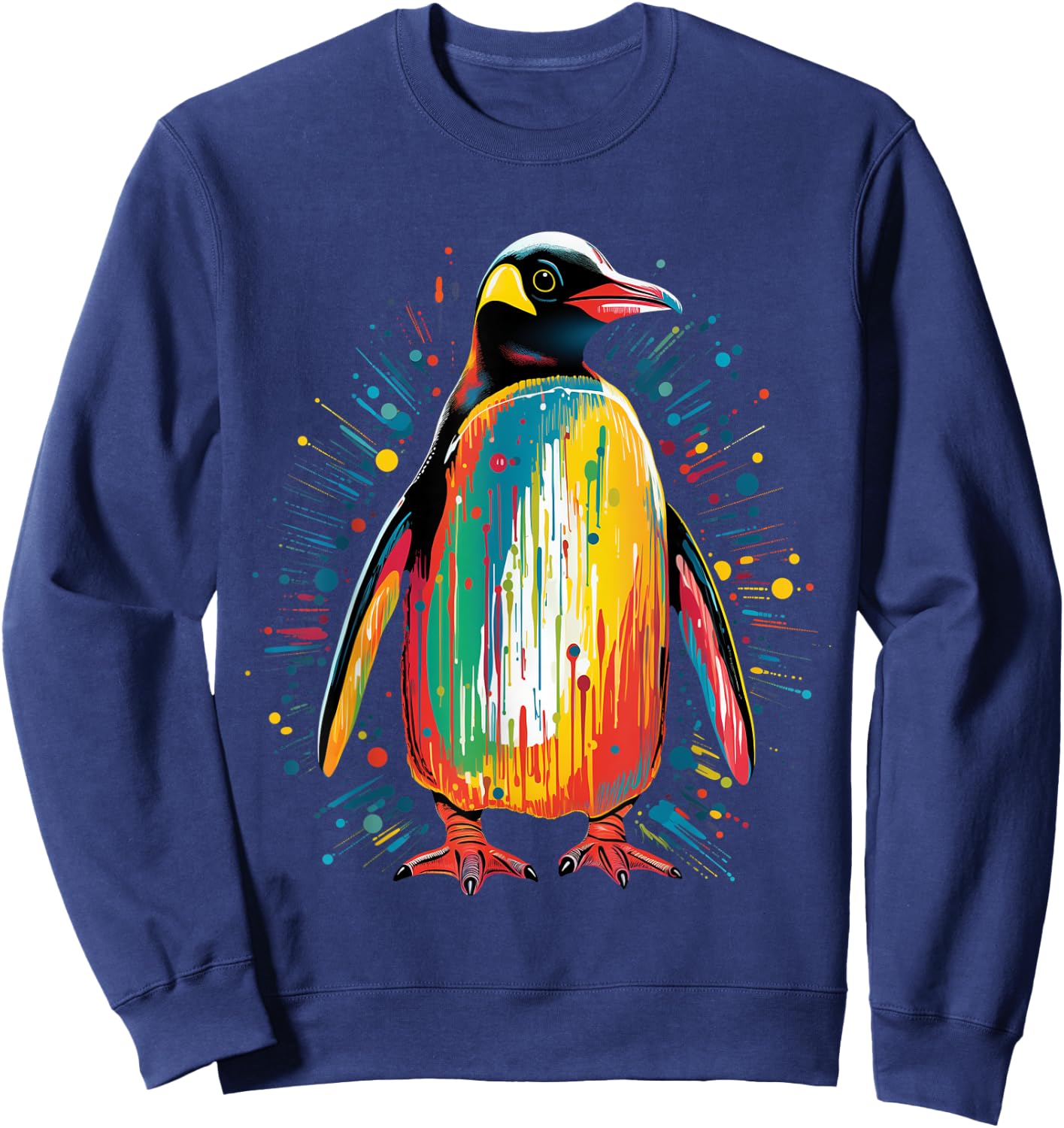 Penguin Colorful Artwork Kids Penguin Lover Sweatshirt - Sweatshirt | Navy