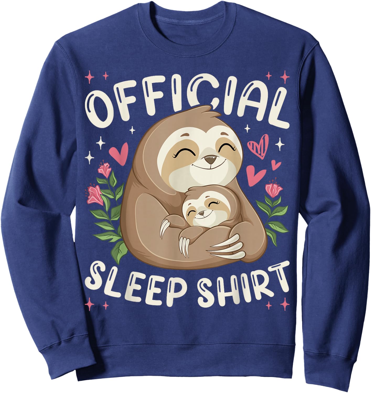 Official Sleep Shirt, Sleeping Sloth with Baby Sweatshirt - Sweatshirt | Navy