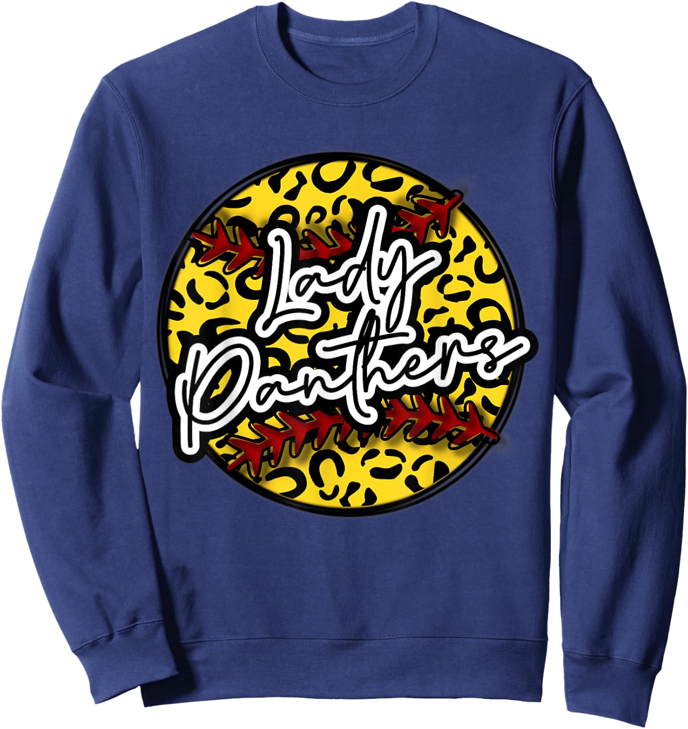 LADY PANTHER Leopard Cheetah Softball Team Trendy Cute Woman Sweatshirt - Sweatshirt | Navy