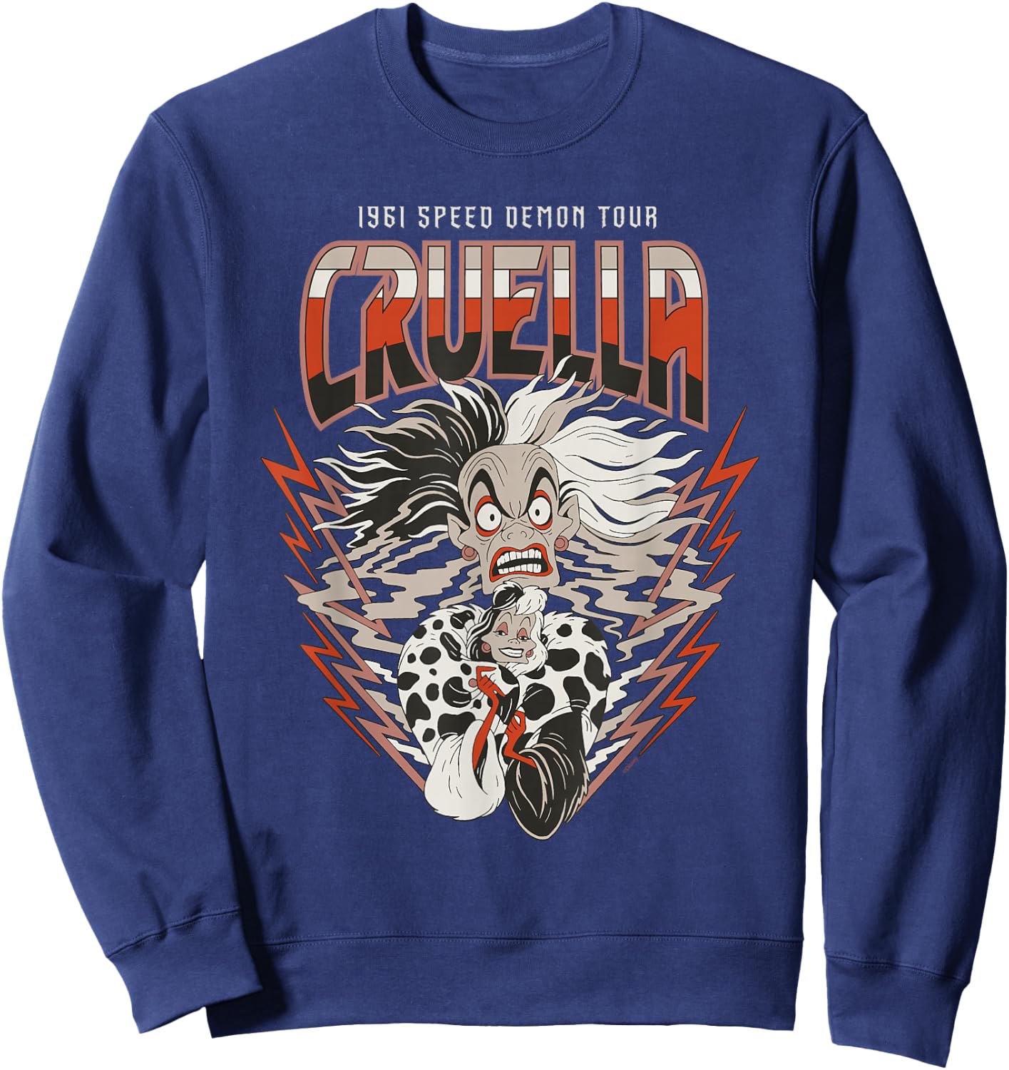 Disney Villains Cruella De Vil 1961 Speed Demon Tour Band Sweatshirt - Sweatshirt | Navy