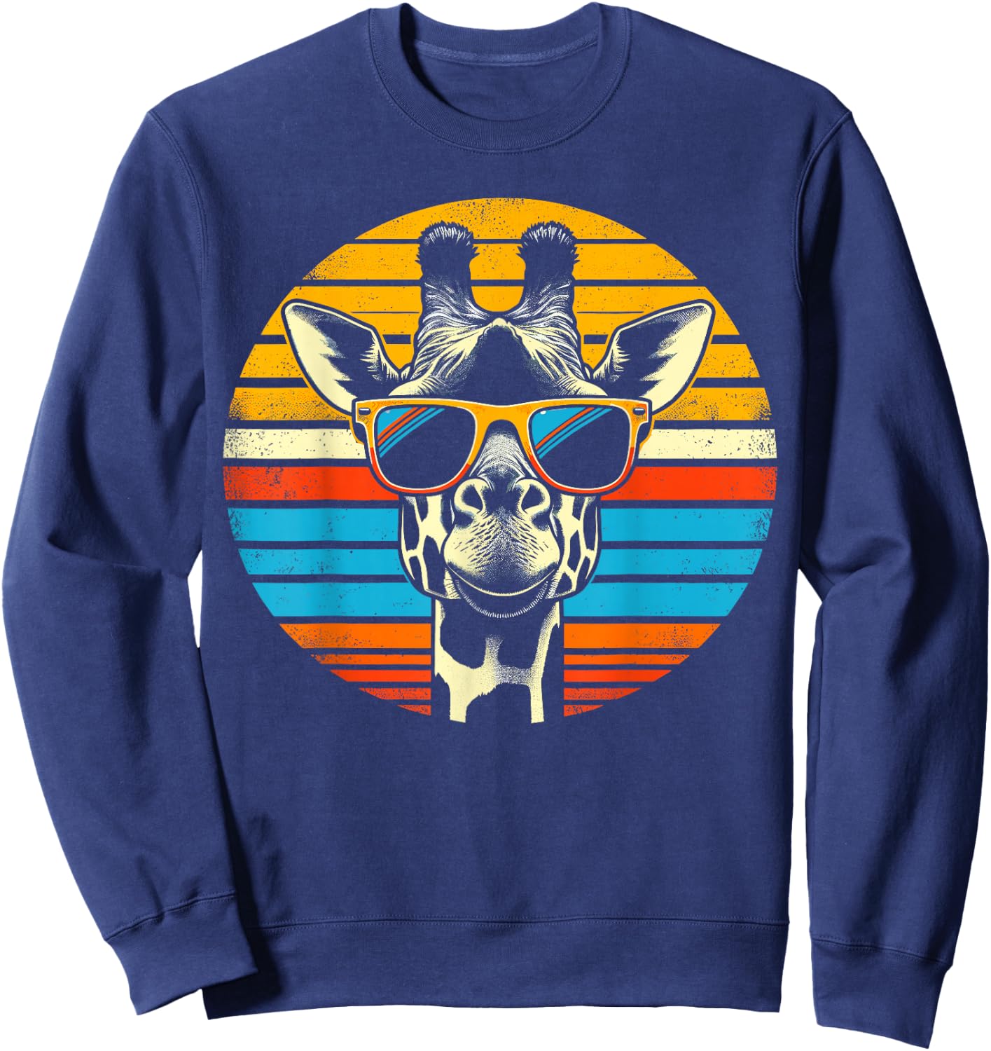 Giraffe Vintage Sunglasses Sweatshirt - Sweatshirt | Navy
