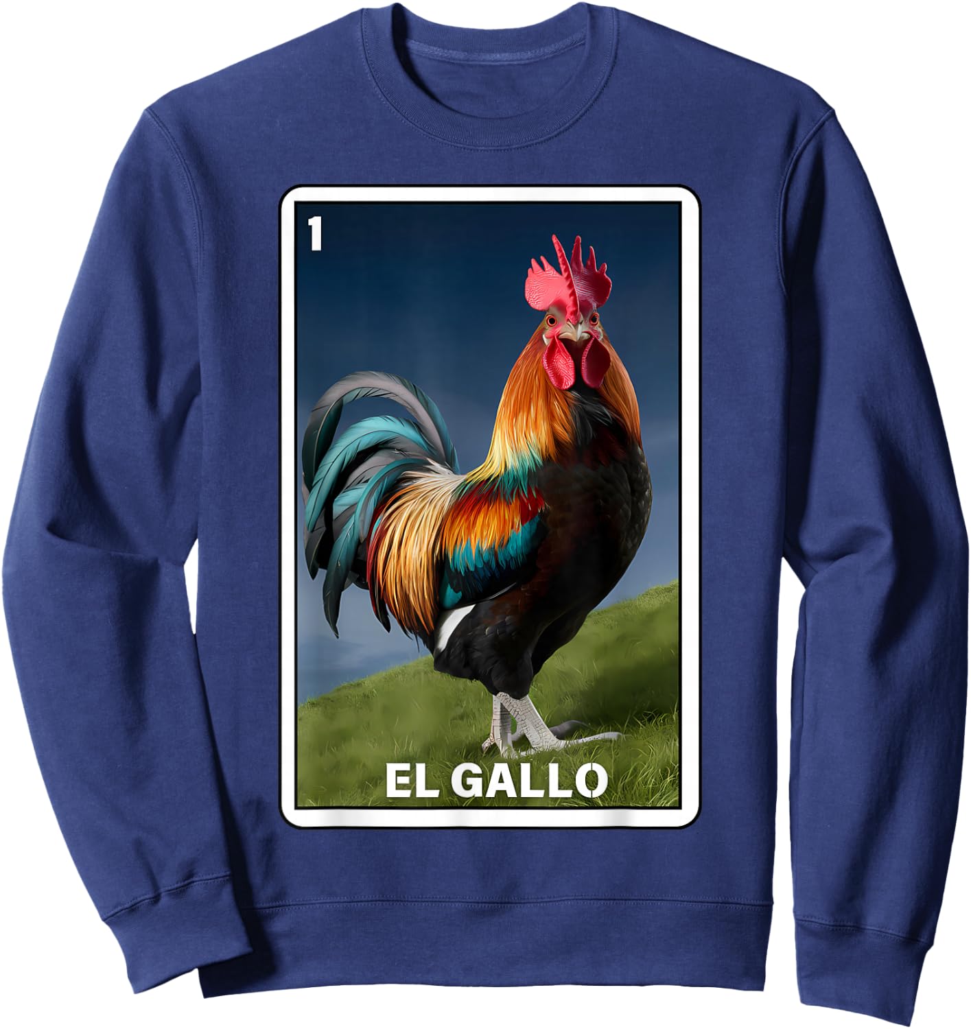 El Gallo Mexican Lottery Bingo Game Traditional Rooster Card Sweatshirt - Sweatshirt | Navy