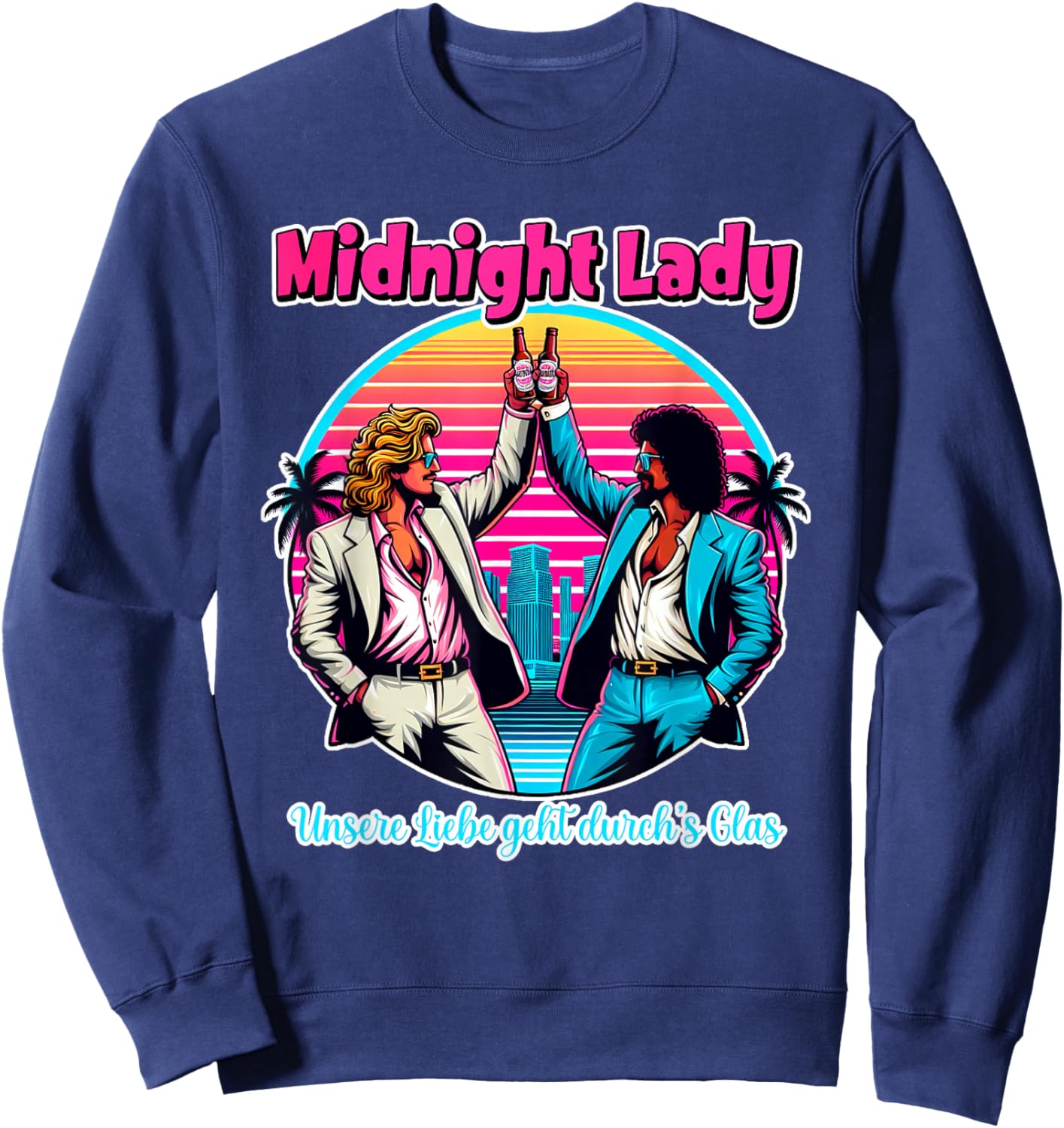 Midnight Lady, Malle Party, Buffalo, 80s Party, Malle Song , black Sweatshirt - Sweatshirt | Navy