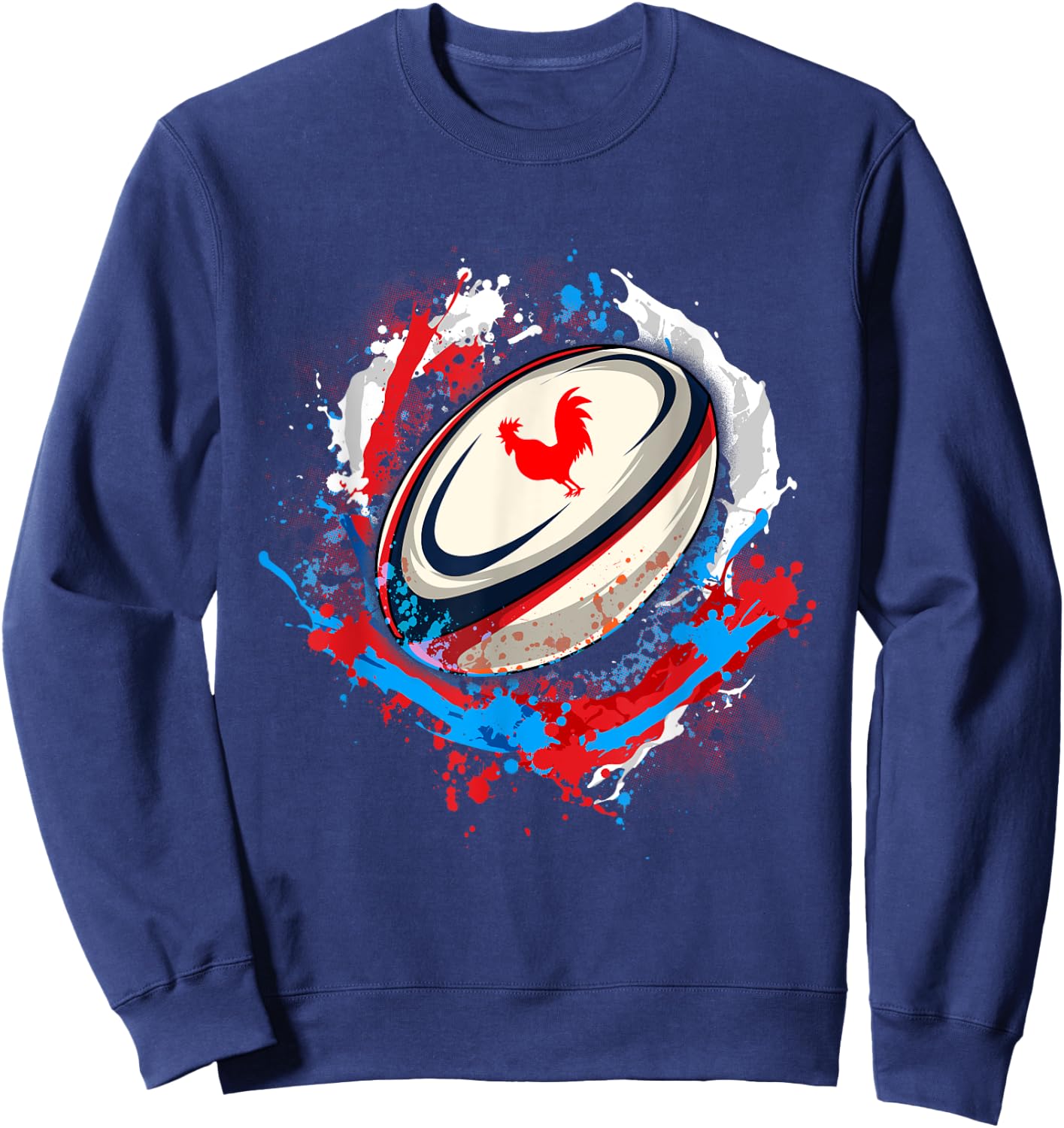 Rugby Shirt Player Child Man Flag Rooster Men Women , Black, S Sweatshirt - Sweatshirt | Navy