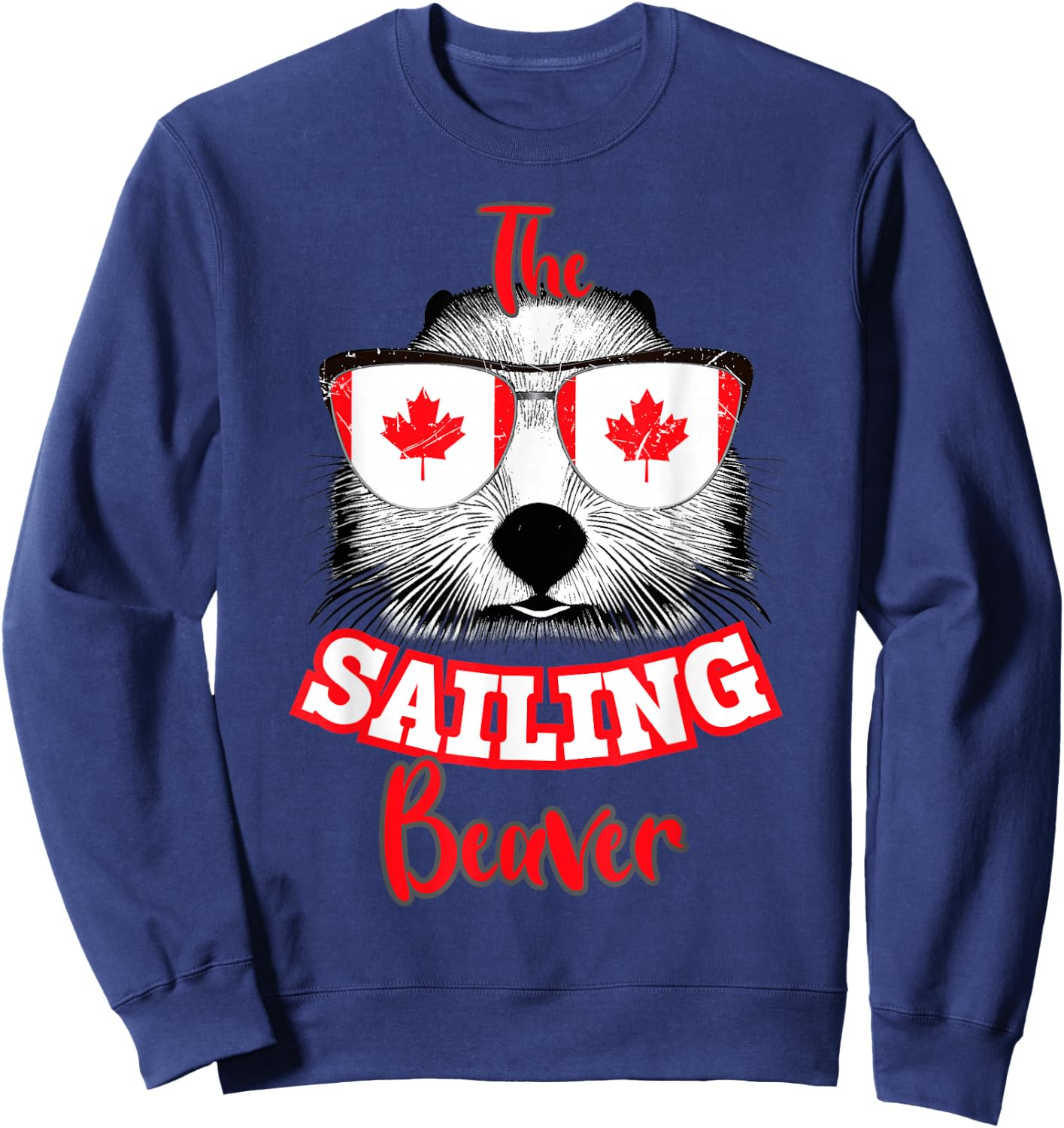 Canadian Flag 1st of July The Sailing Beaver Canada Day Sweatshirt - Sweatshirt | Navy