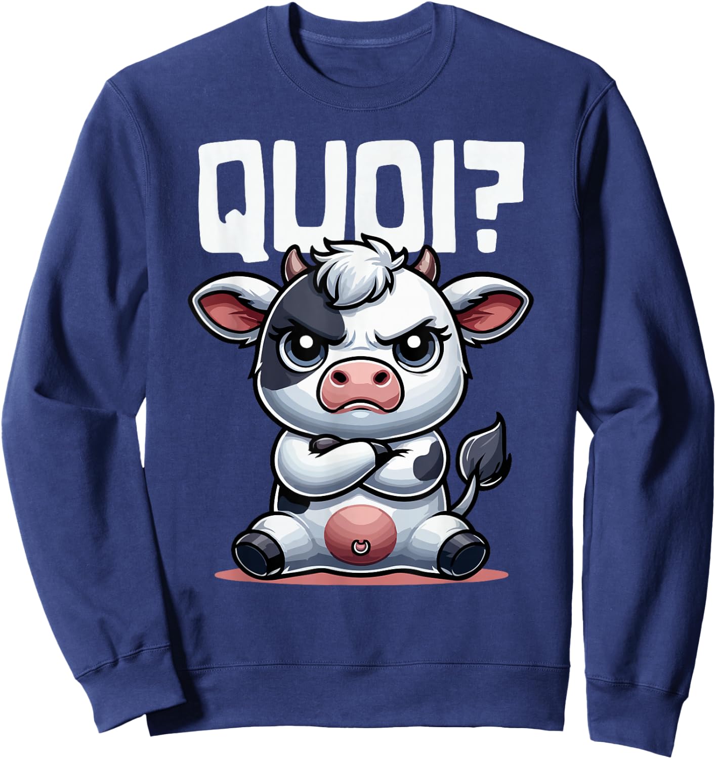 Funny Cow Woman Girl Boy Quoi Idea Cow Pattern , Black, S Sweatshirt - Sweatshirt | Navy