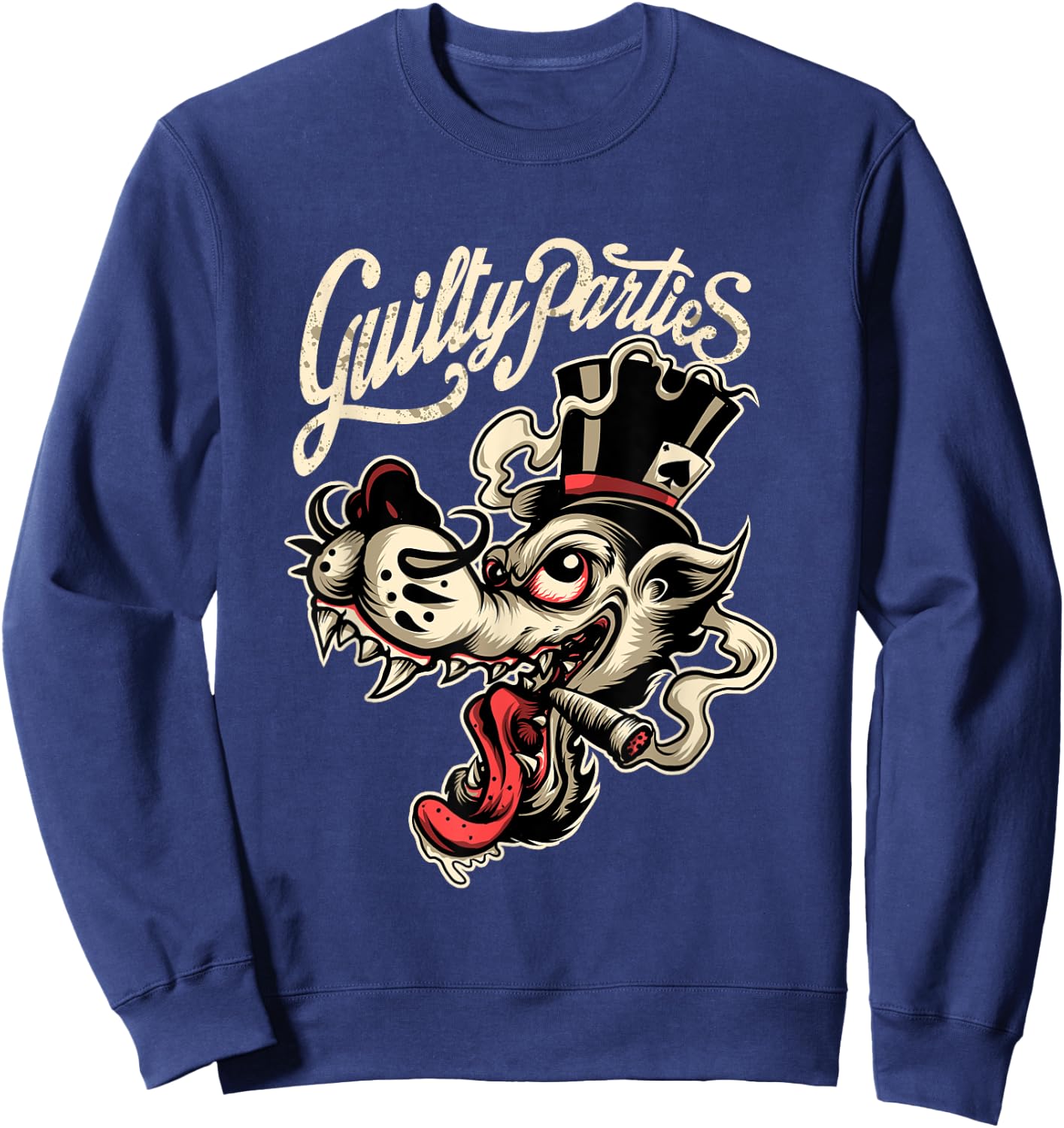 Rockabilly Greaser Wolf Man Sweatshirt - Sweatshirt | Navy
