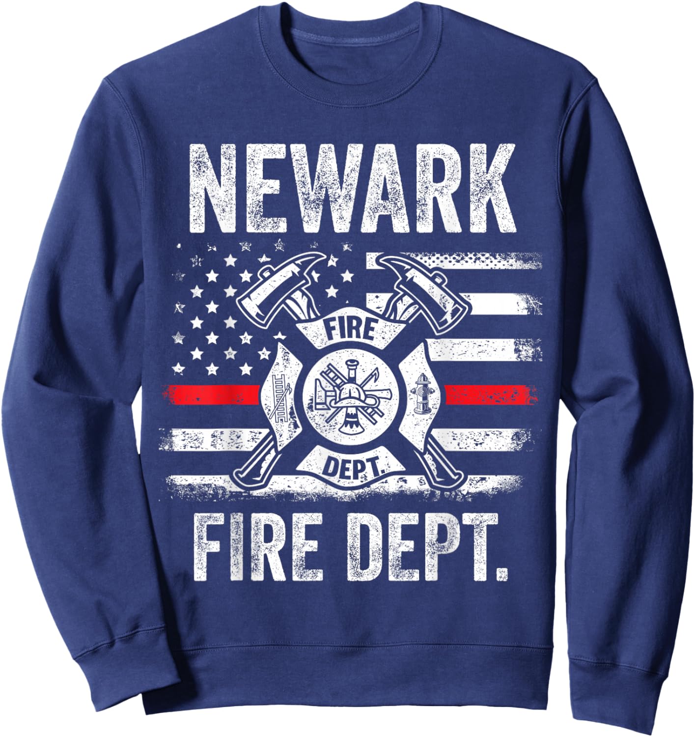 Newark Delaware Fire Department Thin Red Line Fireman Sweatshirt - Sweatshirt | Navy