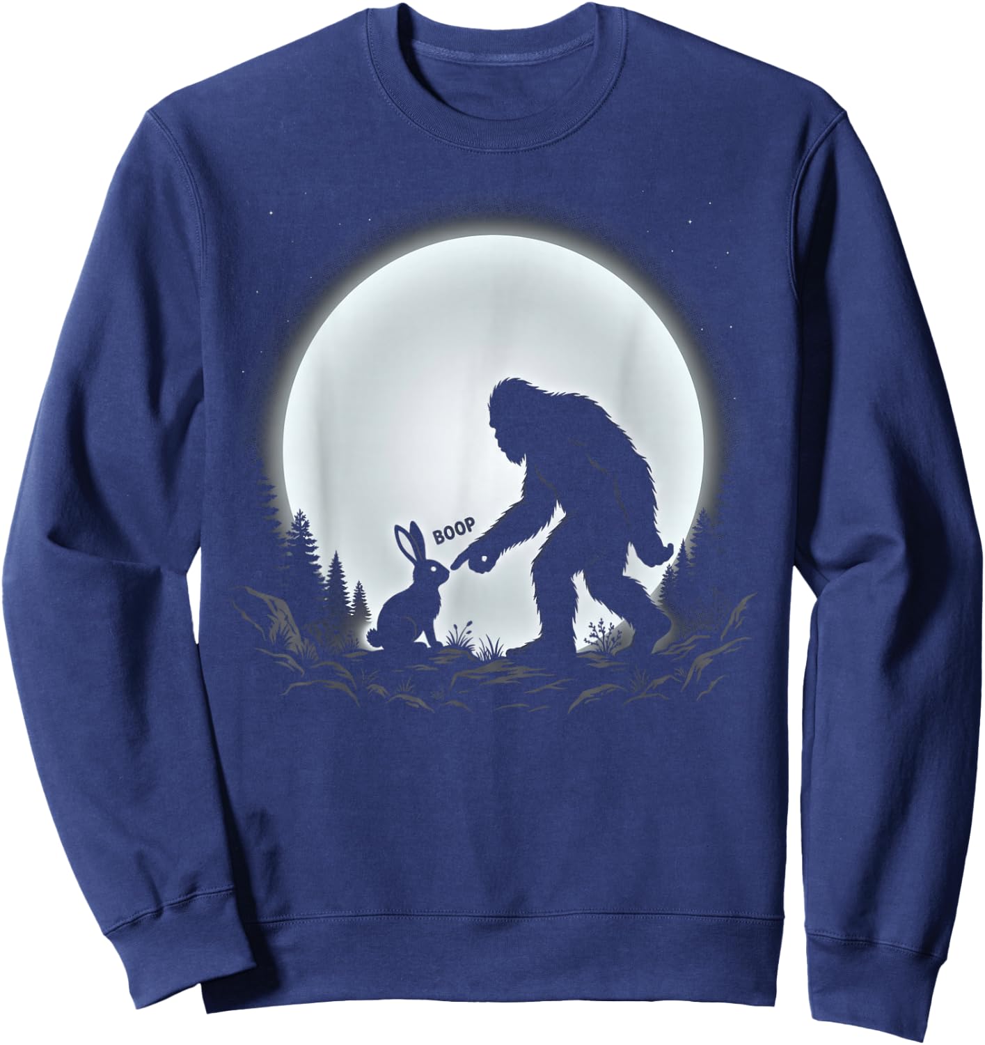 Bigfoot Boop Bunny Funny Sasquatch Moon Rabbit Sweatshirt - Sweatshirt | Navy