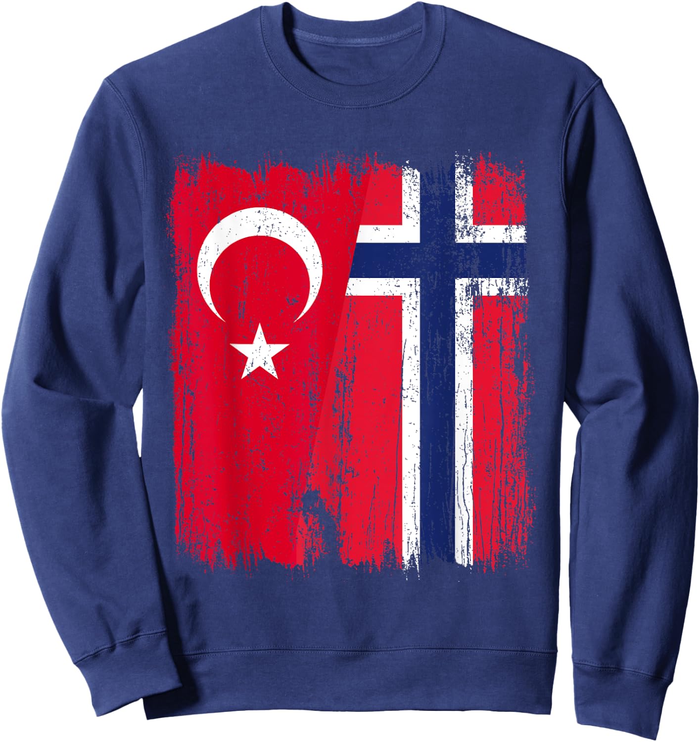 Turkey Norway Half Flag Turkish Norwegian Ancestry Sweatshirt - Sweatshirt | Navy