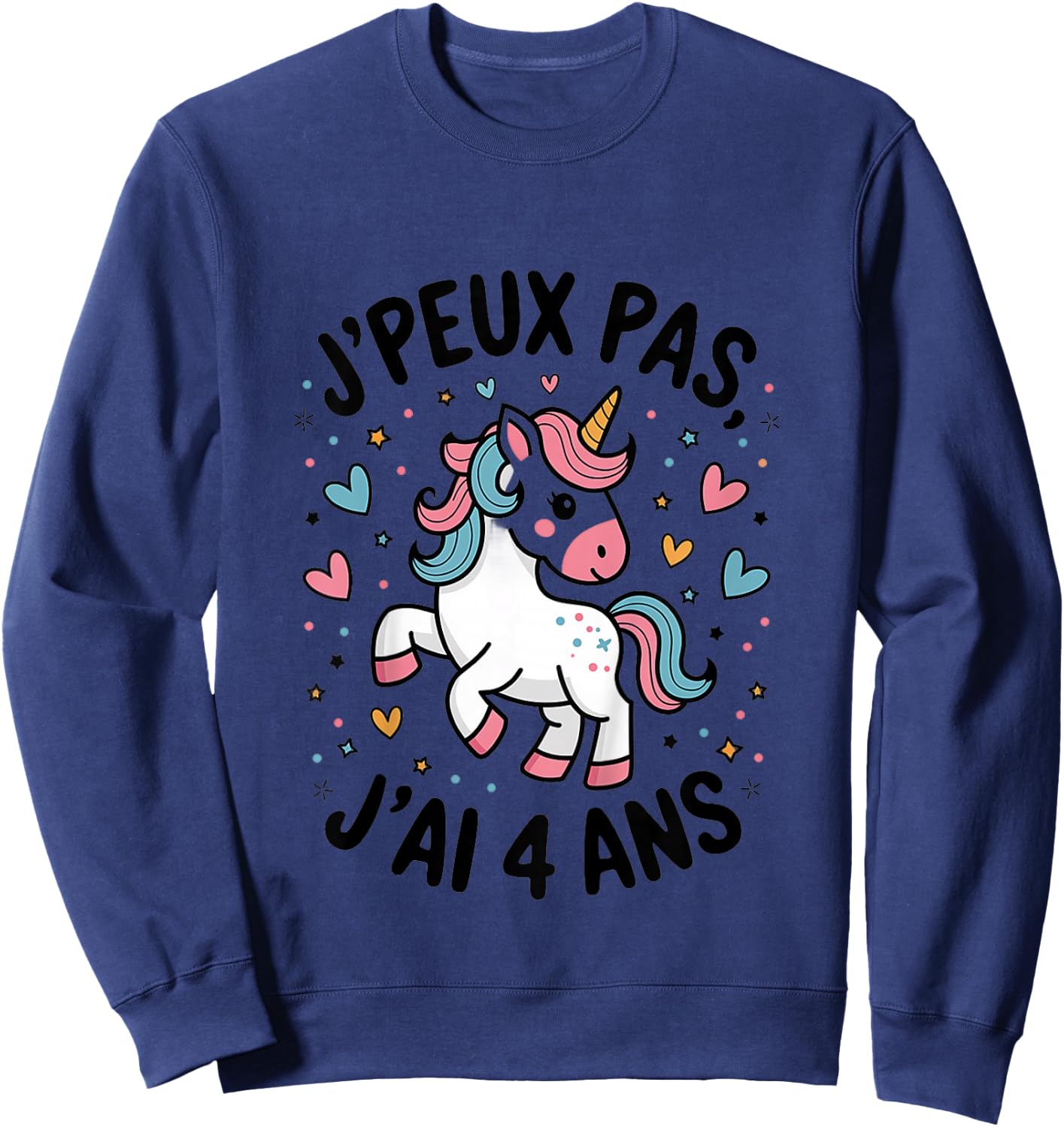 Enfant J'peux Pas J'ai 4 ans Unicorn Top Girl , white, 2 Sweatshirt - Sweatshirt | Navy