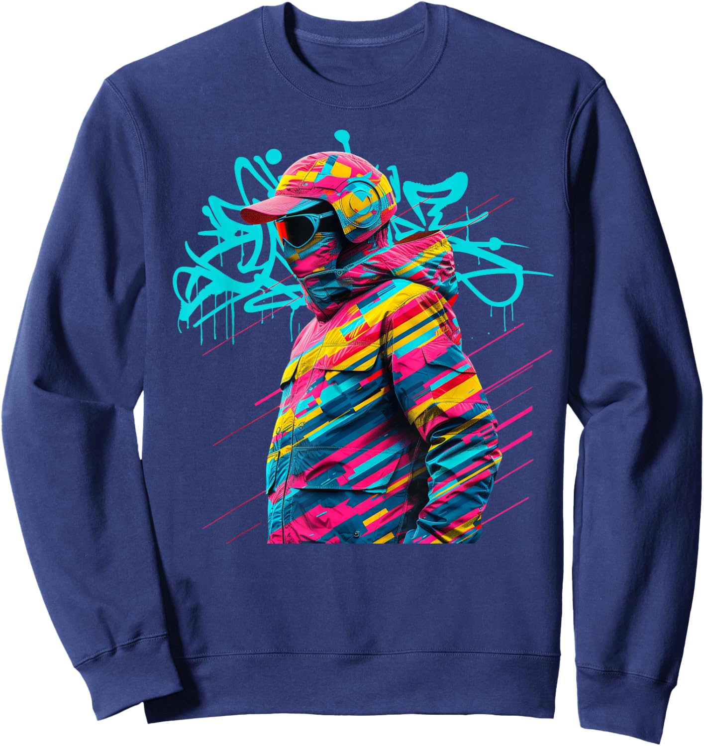 Vibrant Urban Street Art Graffiti Style Design Sweatshirt - Sweatshirt | Navy