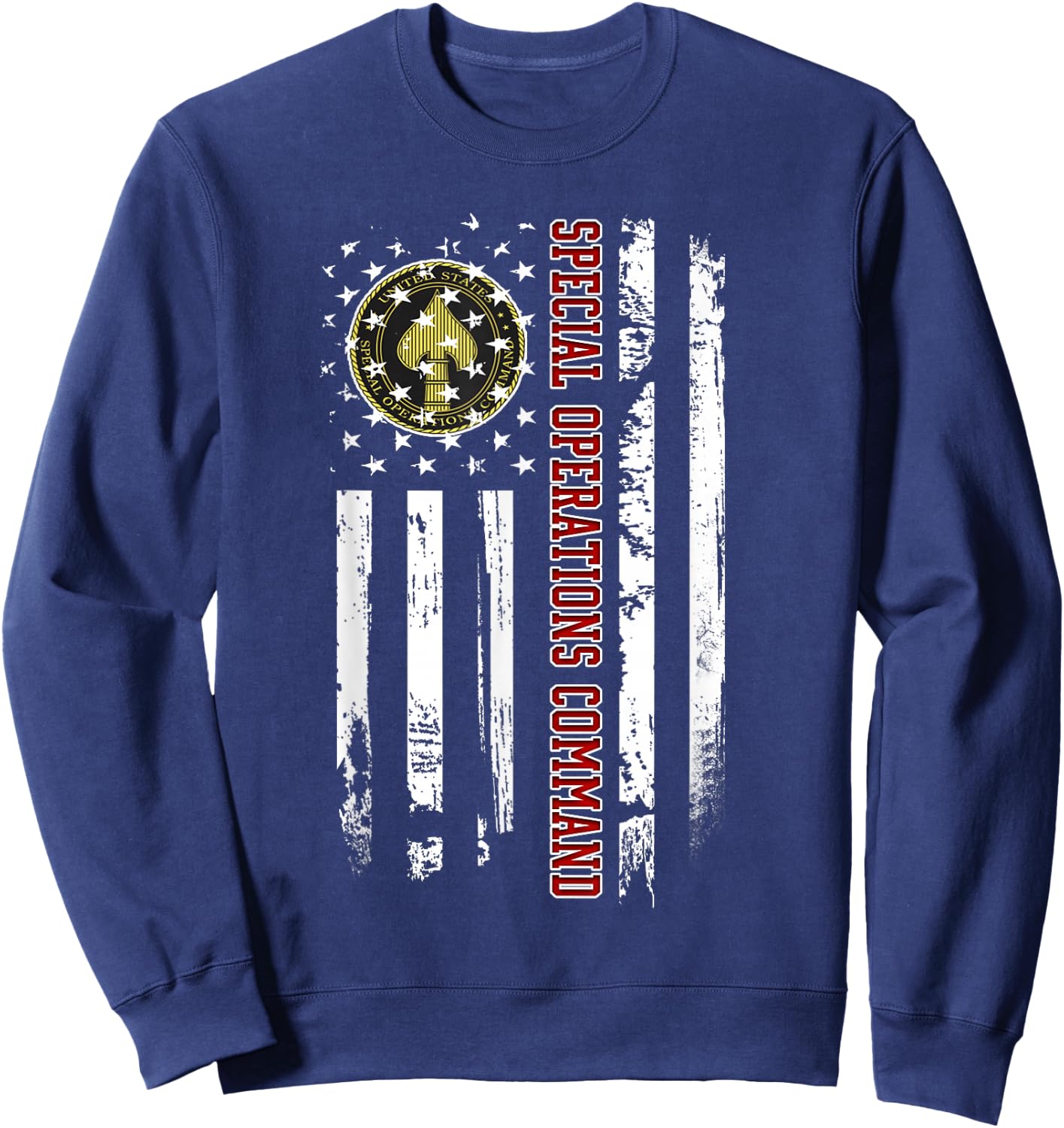 Special Operations Command Veteran American Flag Christmas Sweatshirt - Sweatshirt | Navy