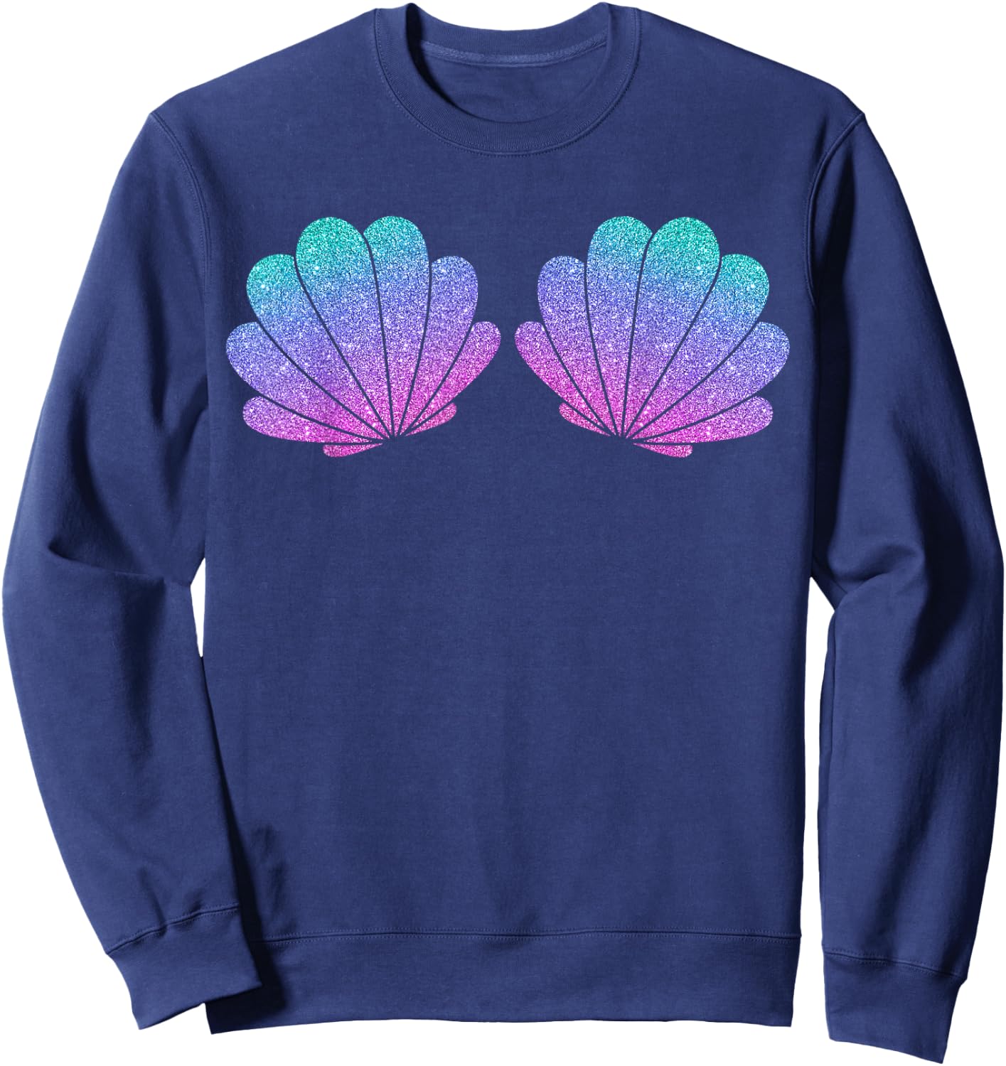 Shell Bra Mermaid Birthday Beach Party Halloween Costume , black Sweatshirt - Sweatshirt | Navy