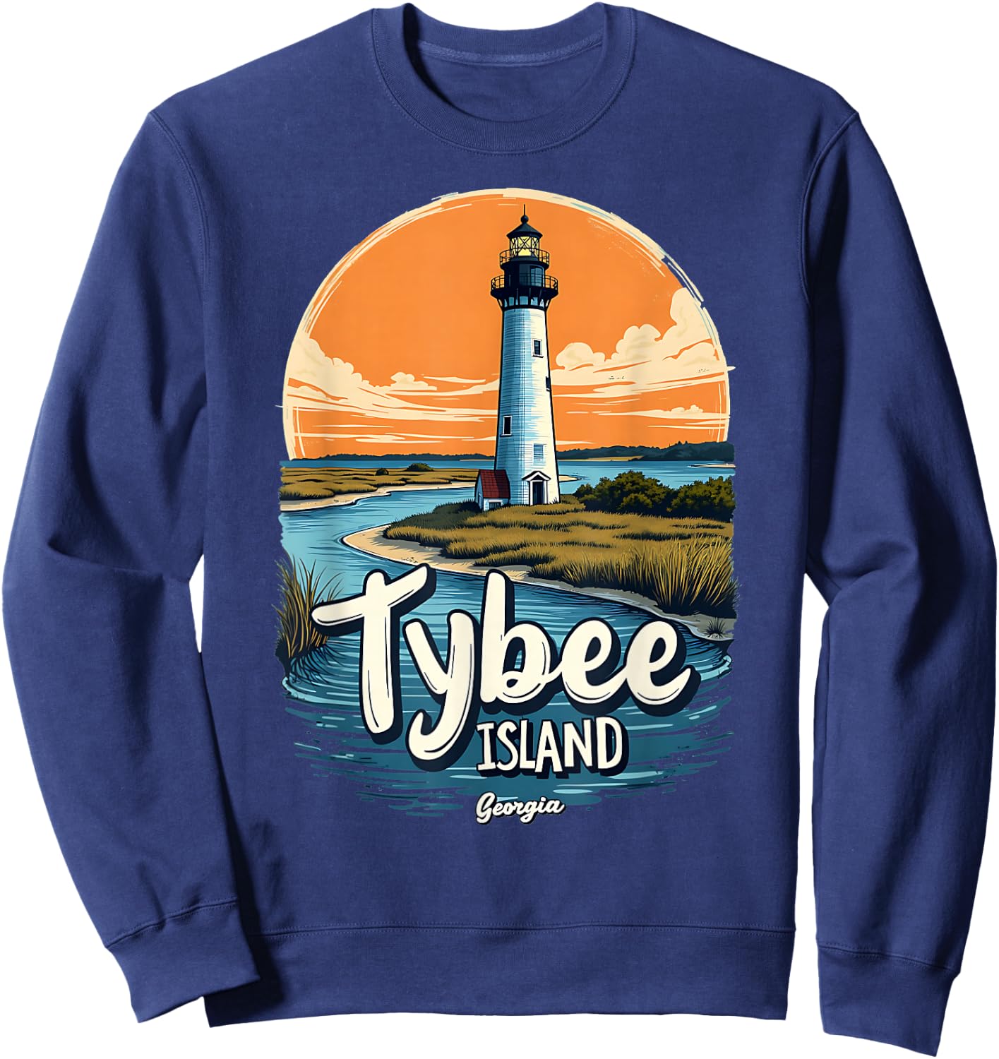 Coastal Waters Tybee Island Georgia Lighthouse Sweatshirt - Sweatshirt | Navy