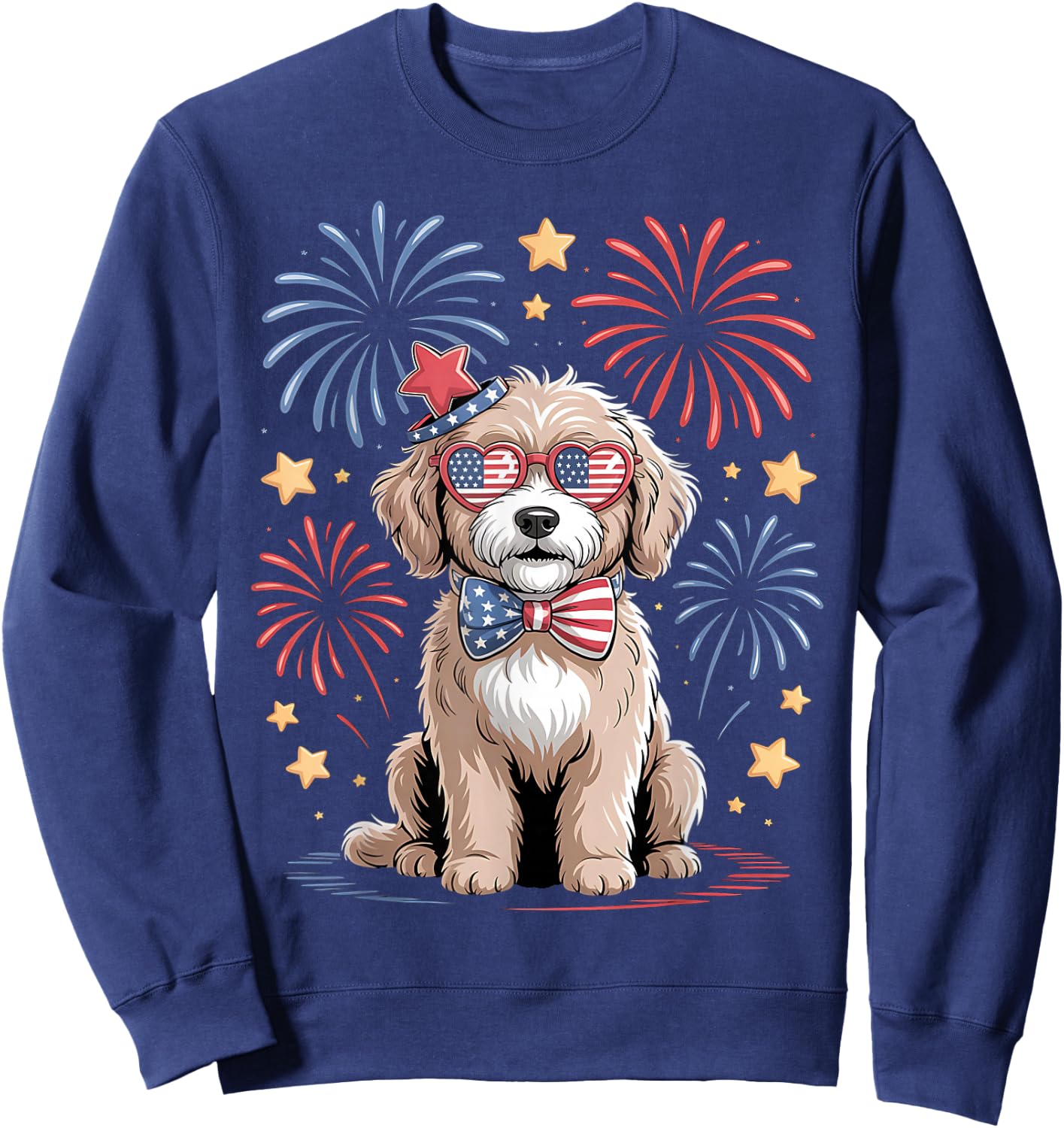 Goldendoodle 4th of July Patriotic Golden Doodle Dog Women Sweatshirt - Sweatshirt | Navy