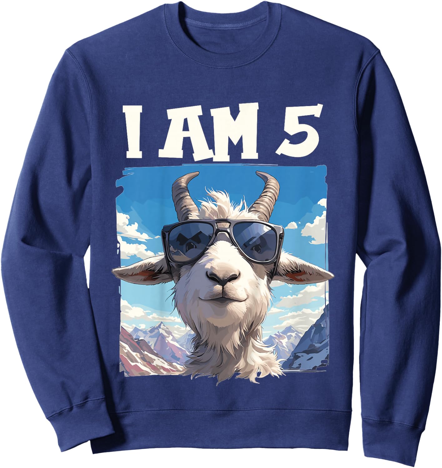 Kids 5 Years old 5 birthday Goats Boy Girl Goat Sweatshirt - Sweatshirt | Navy