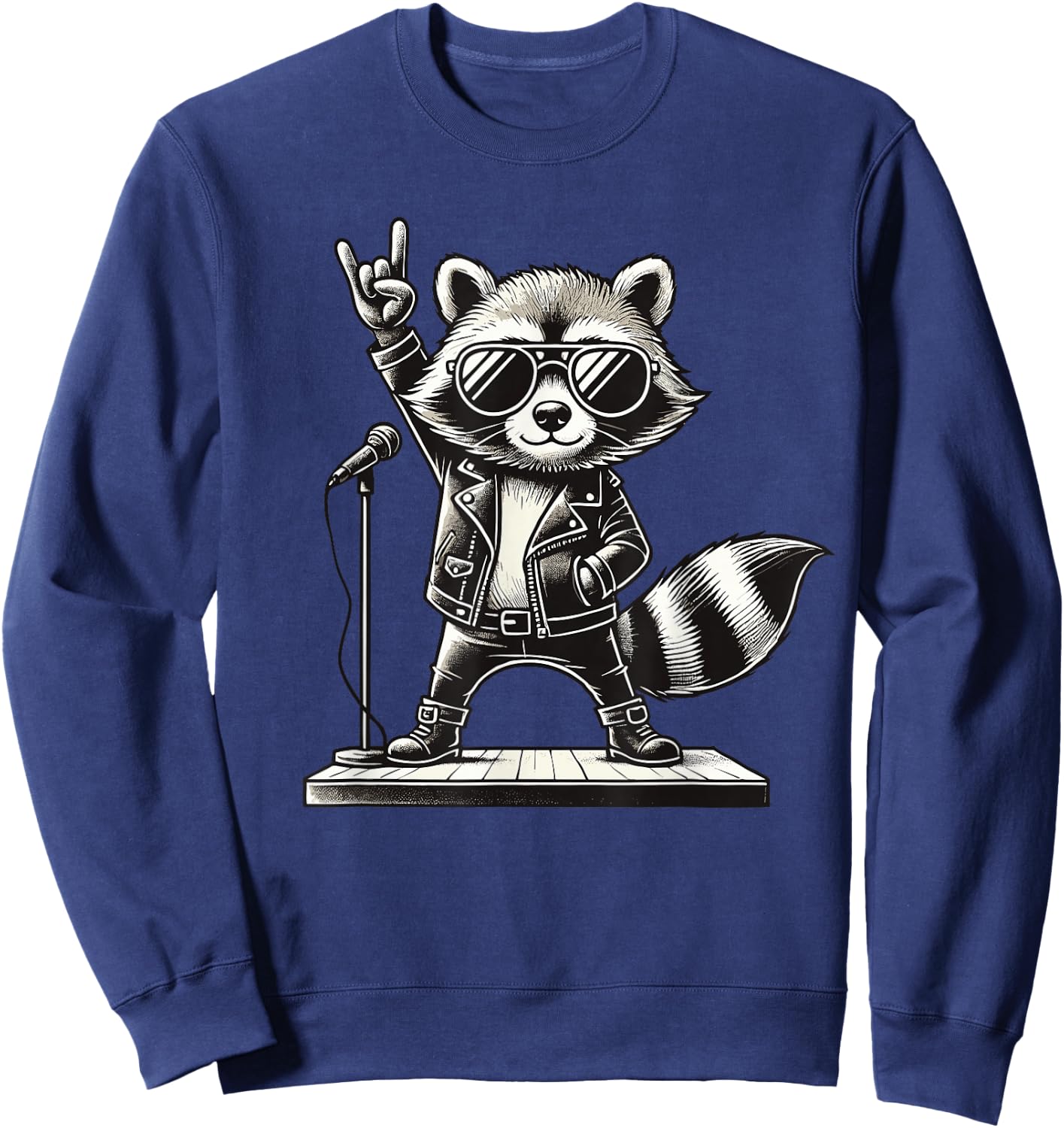 Rock Music & Rocker, Rock Hand, Kids & Boys, Funny Raccoon , Black, S Sweatshirt - Sweatshirt | Navy