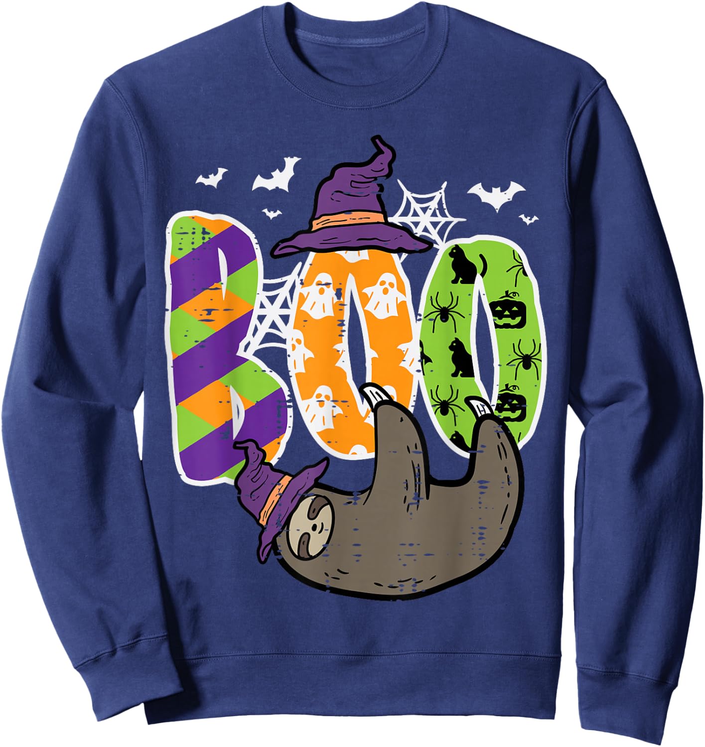 Halloween Sloth Boo Lazy Costume Men Women Boys Girls Kids Sweatshirt - Sweatshirt | Navy