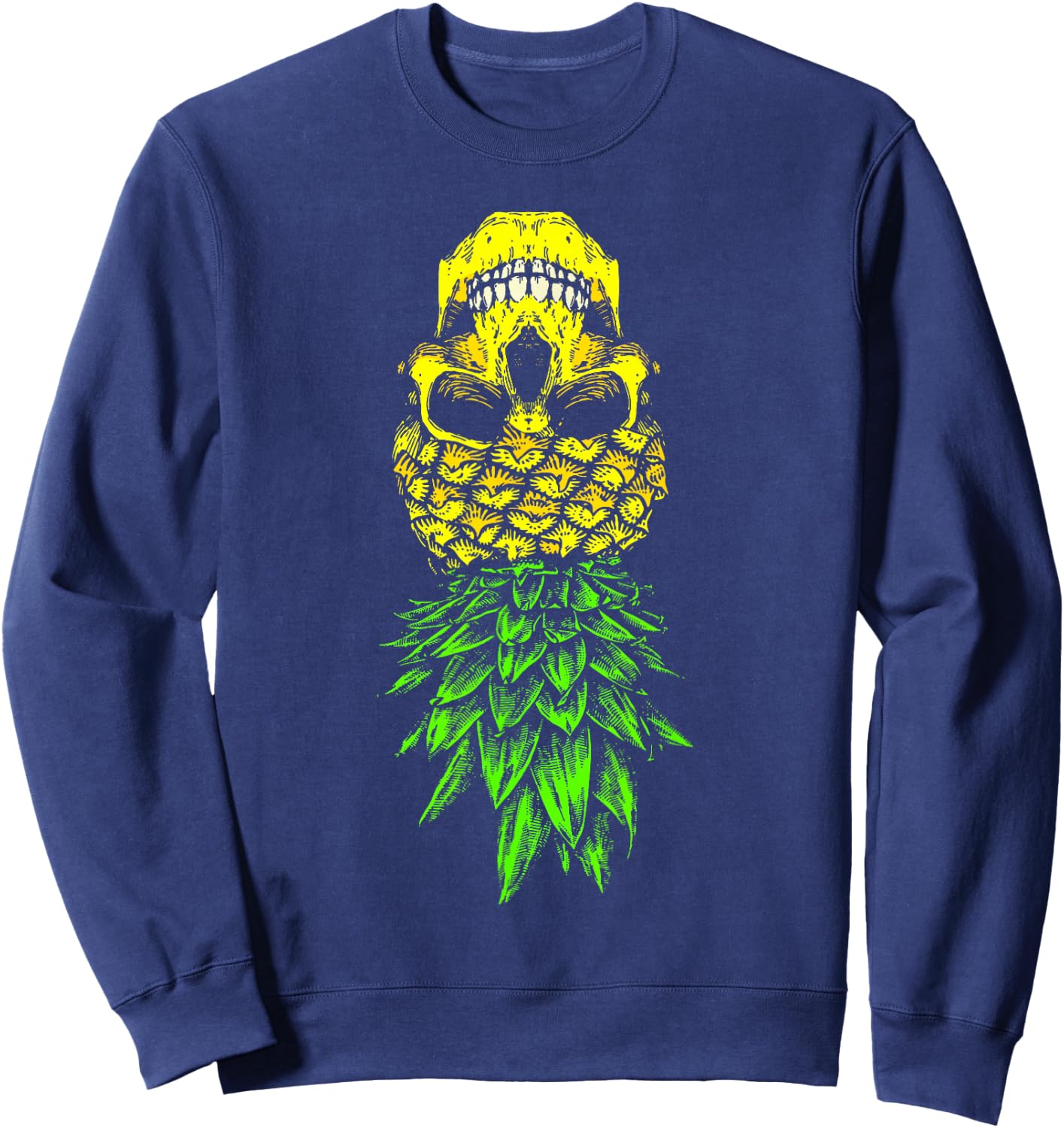 Retro Upside Down Pineapple Skull Swingers Adult Party Sweatshirt - Sweatshirt | Navy