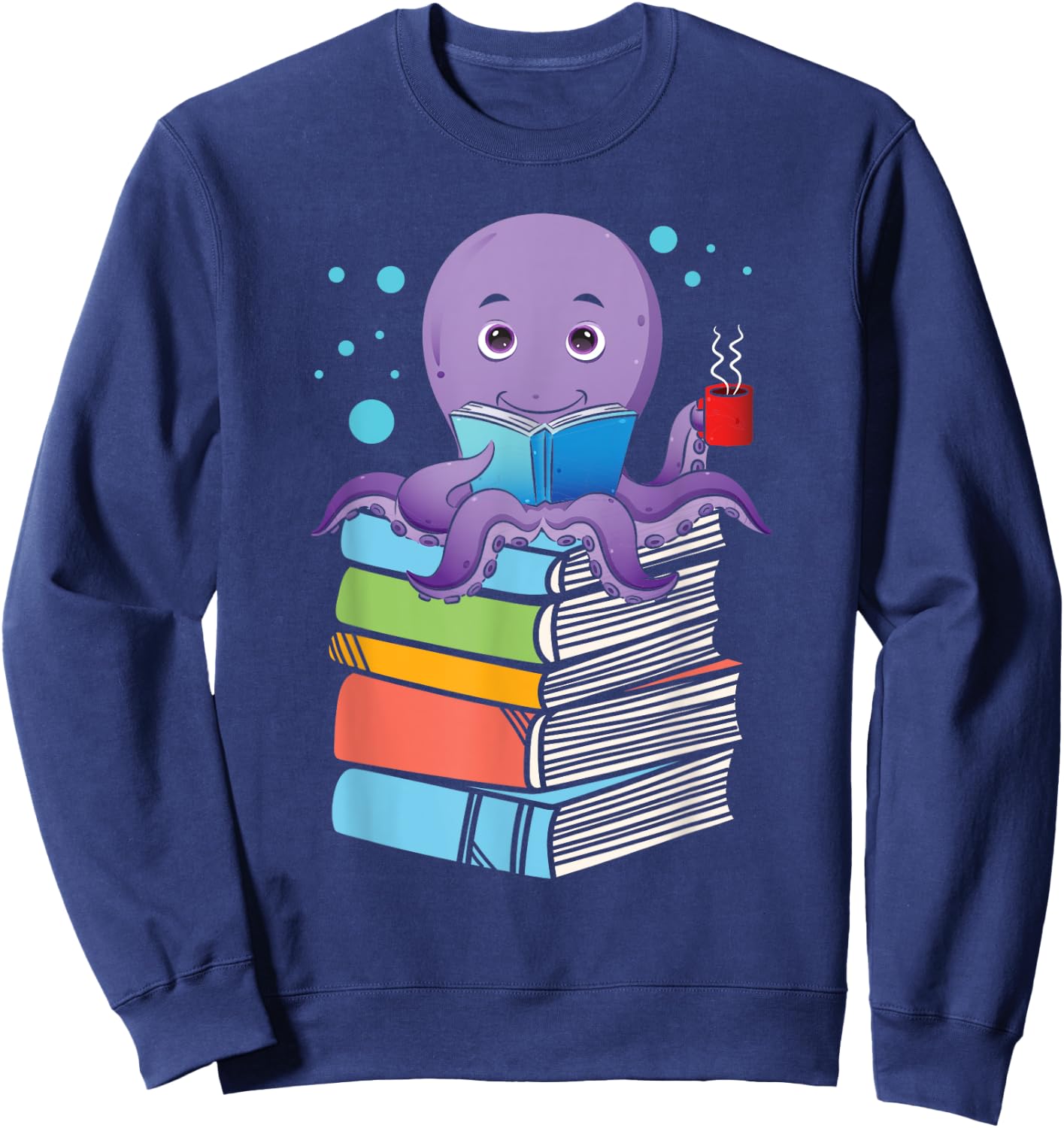Octopus Lover Book Reader - Bookworm Librarian Sea Animal Sweatshirt - Sweatshirt | Navy
