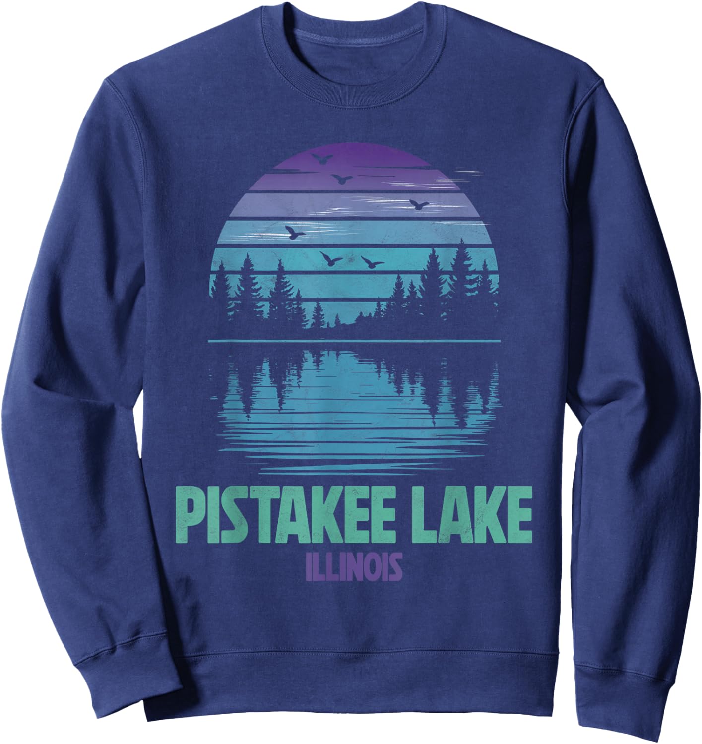 Pistakee Lake Illinois Outdoors Vintage Sweatshirt - Sweatshirt | Navy