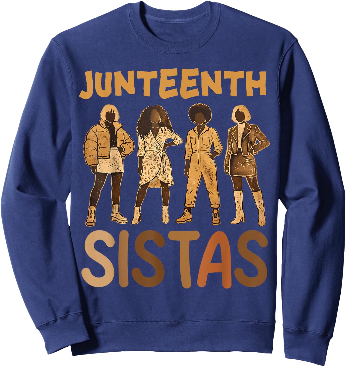 Juneteenth Melanin Queens Afro African American Black Women Sweatshirt - Sweatshirt | Navy