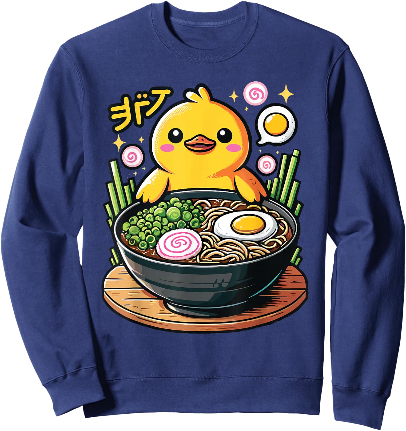 Kawaii Cute Duck Eating Ramen Noodles Sweatshirt - Sweatshirt | Navy