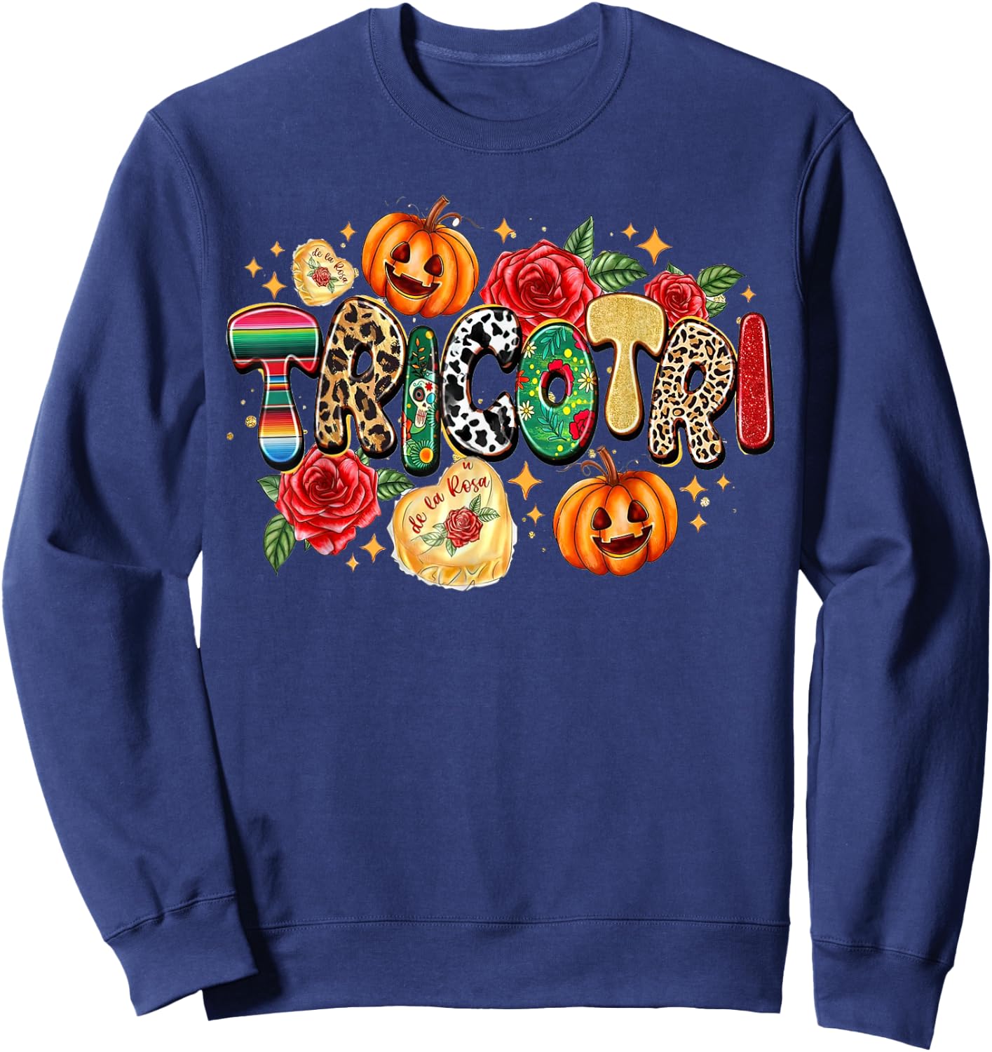 Tricotri With Candies, Happy Halloween, Spooky Vibes Sweatshirt - Sweatshirt | Navy