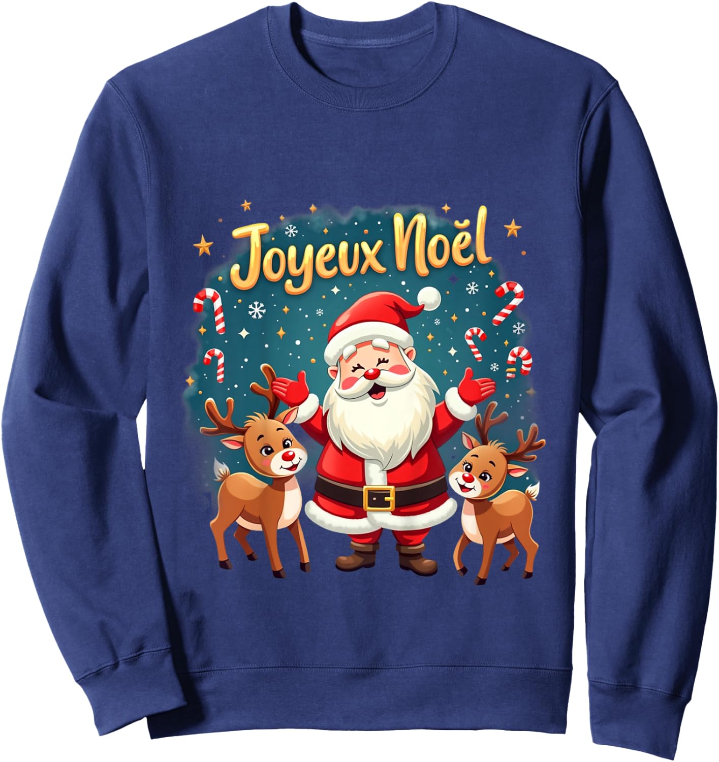 Kids Merry Christmas Funny Drawing For Kids , Black, 2 Sweatshirt - Sweatshirt | Navy
