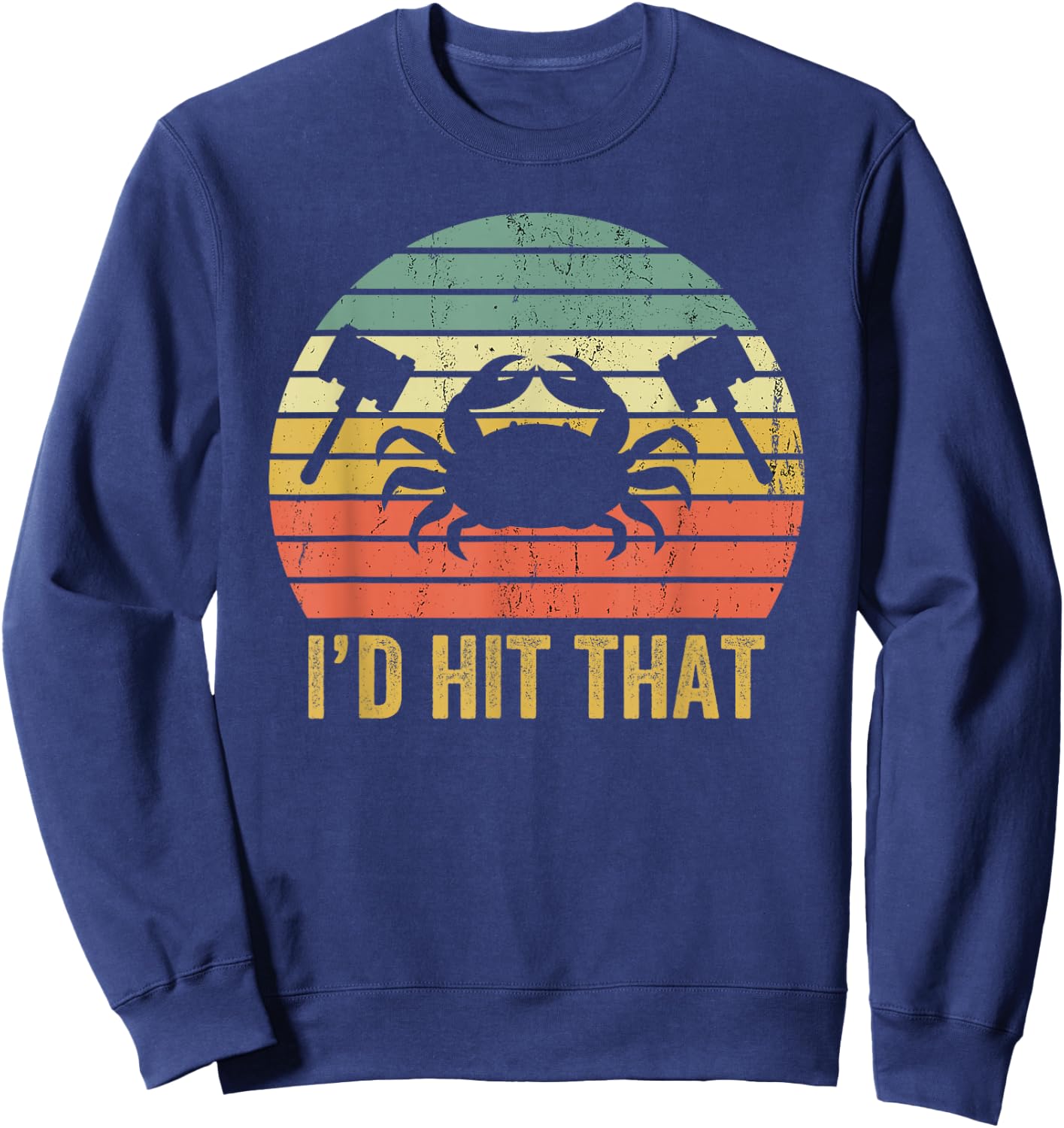 Vintage Crab Lover Retro Funny Maryland Seafood Fan Sweatshirt - Sweatshirt | Navy