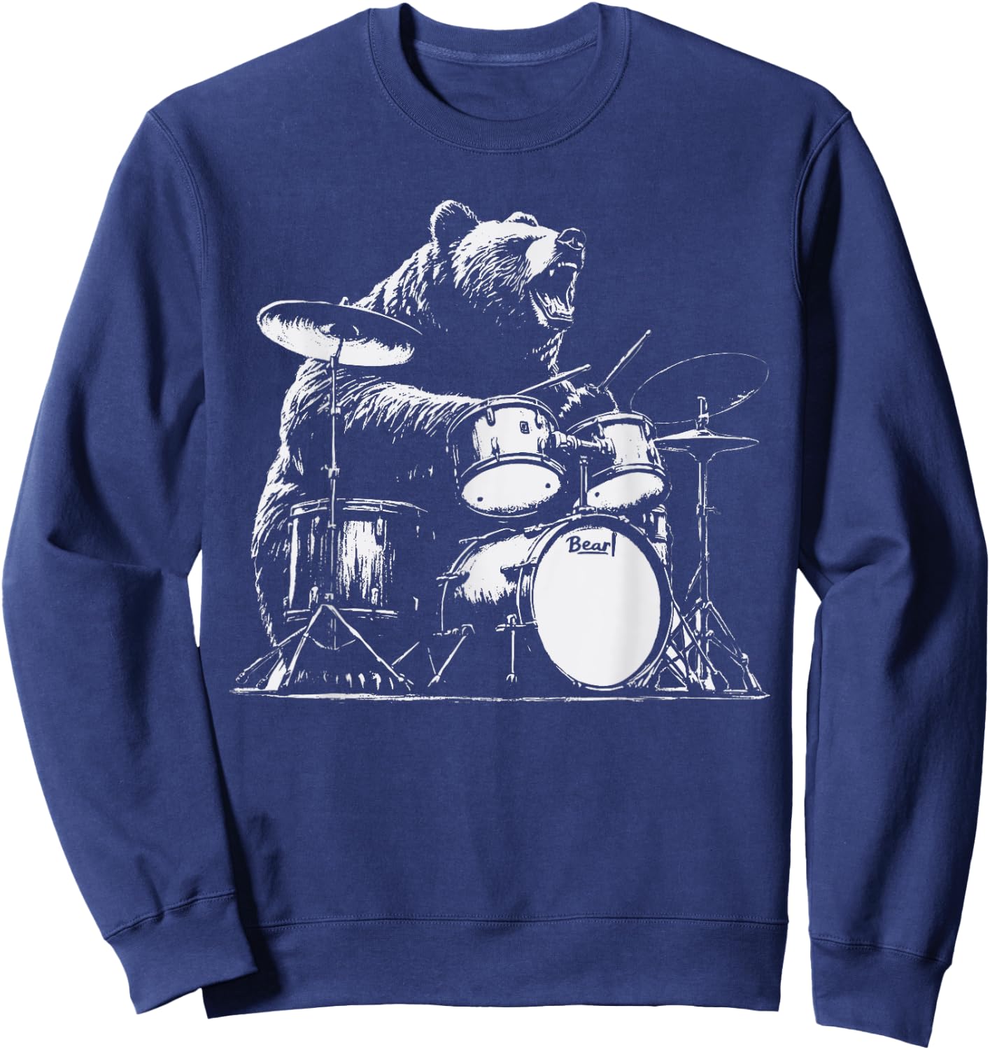 Rock Bear Playing Drums - Funny Drum Bear Music Sweatshirt - Sweatshirt | Navy