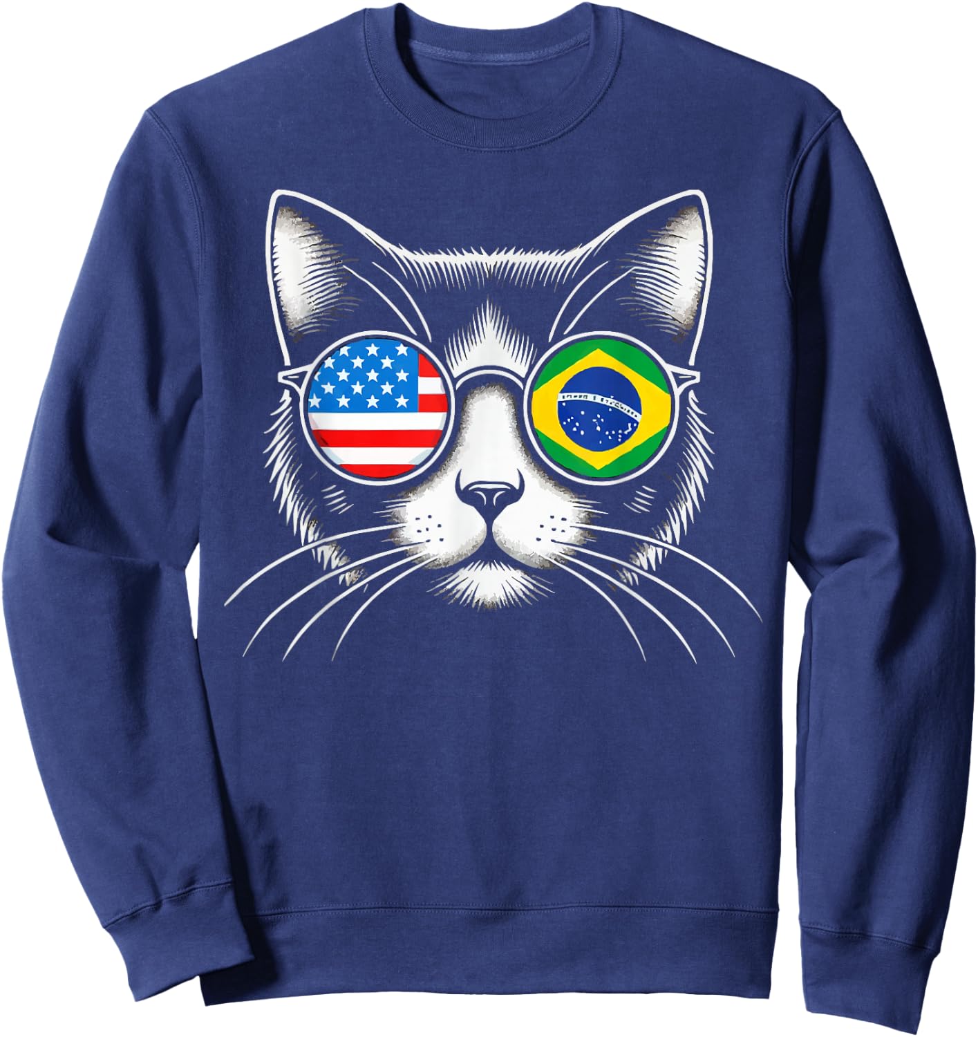 Half American Half Brazilian USA Flag Brazil America Sweatshirt - Sweatshirt | Navy