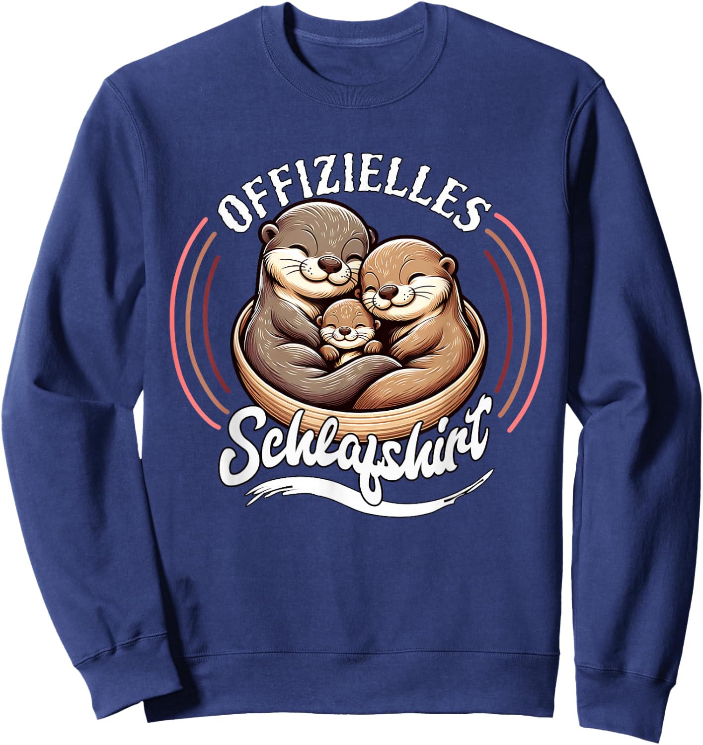 Official Sleep Shirt Otter Family with Child Men's Women's , black Sweatshirt - Sweatshirt | Navy