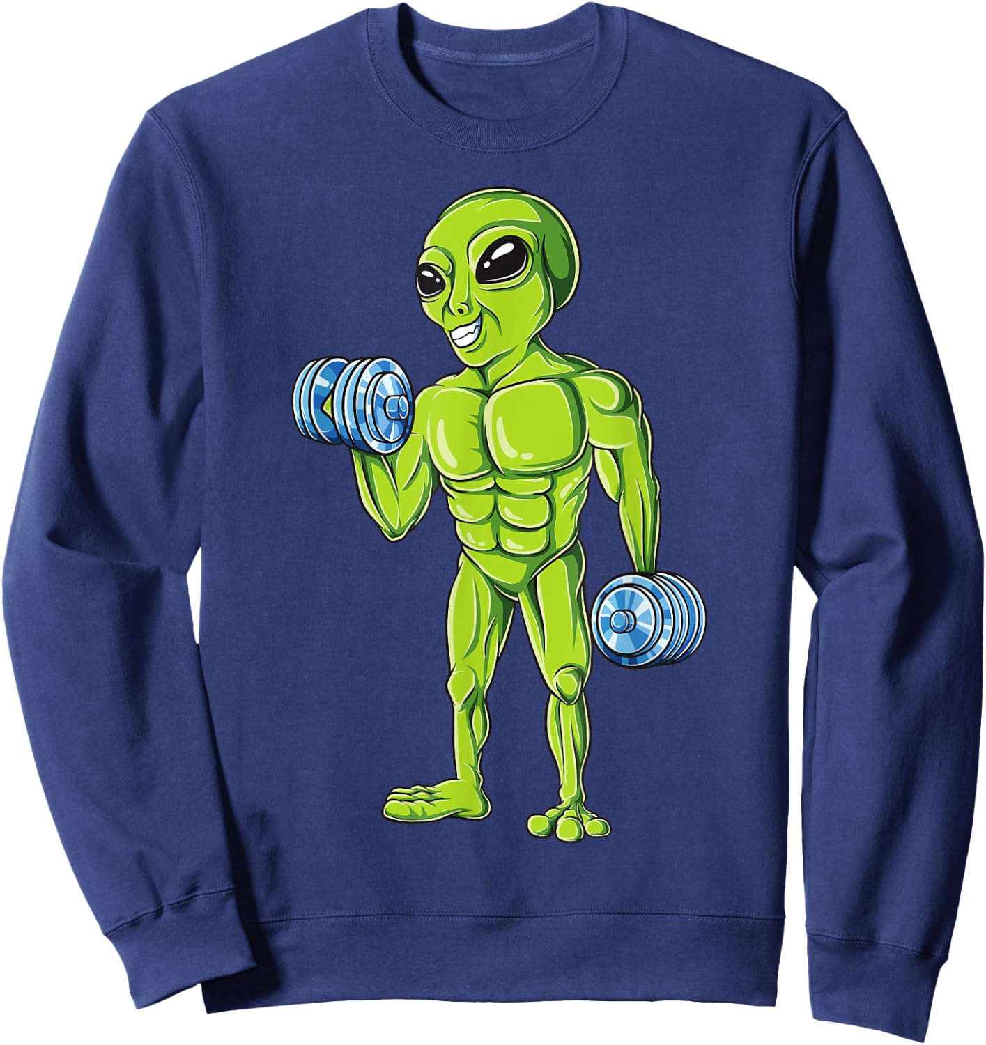 Bodybuilding Funny Workout Gym Weightlifting Fitness Alien Sweatshirt - Sweatshirt | Navy