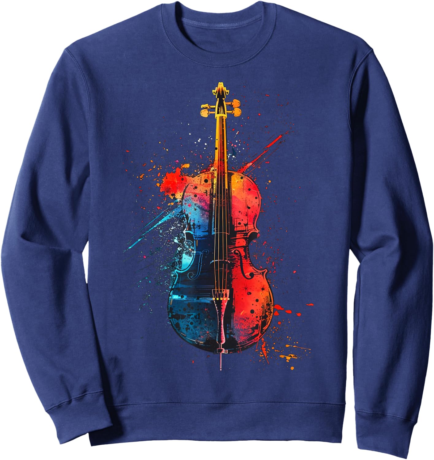 Cello Instrument on Colourful Painted Cello , black Sweatshirt - Sweatshirt | Navy