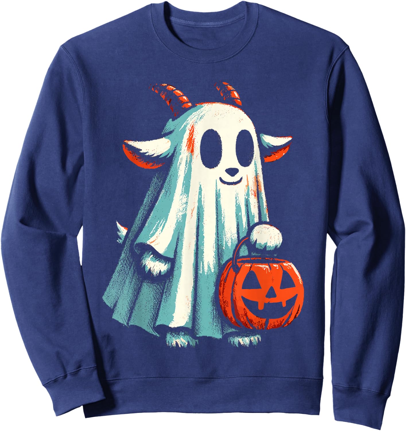 Goat Ghost Funny Halloween Sweatshirt - Sweatshirt | Navy