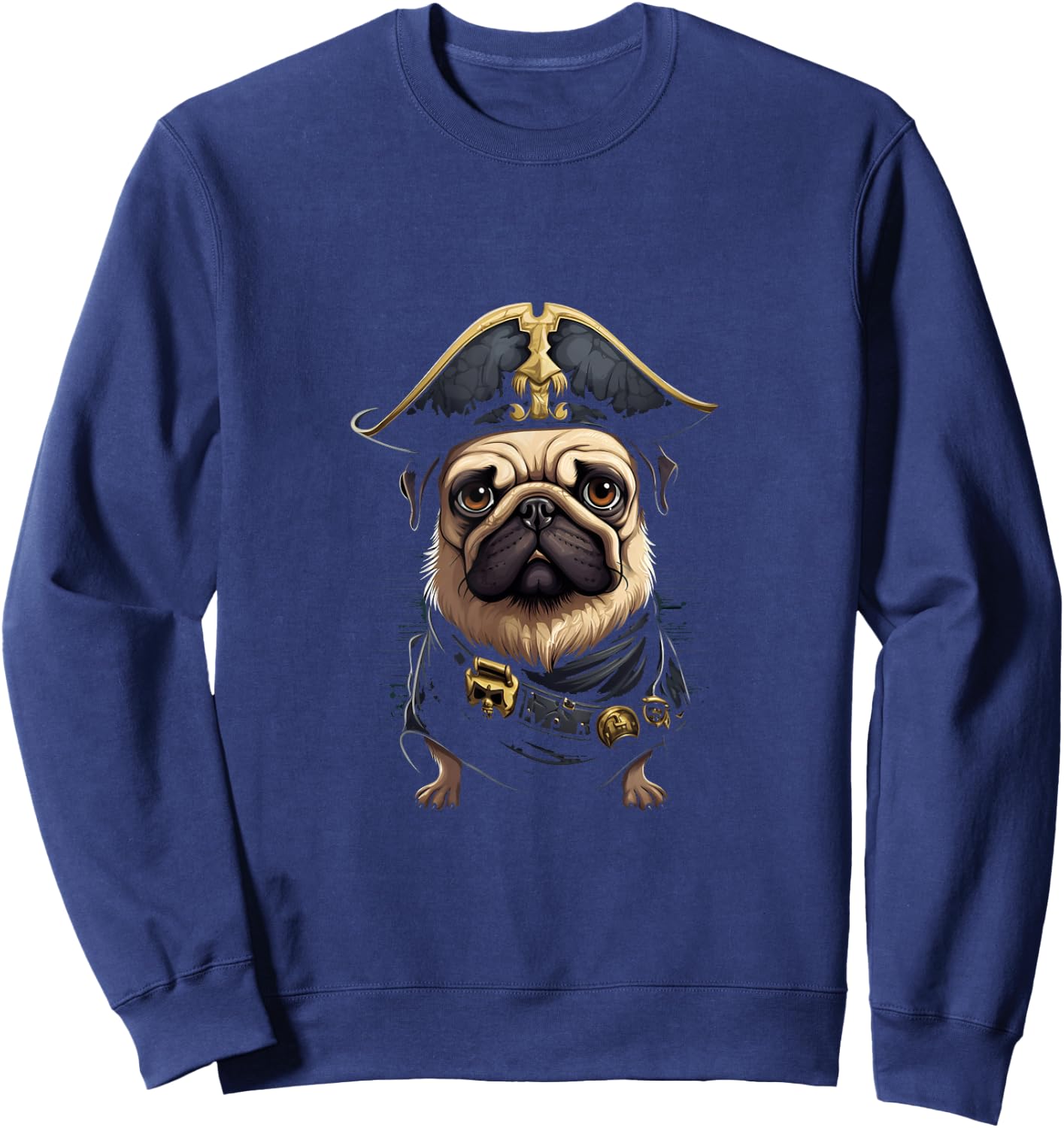 Pirate Pug Funny Buccaneer Pug Owner Pug Lover Sweatshirt - Sweatshirt | Navy
